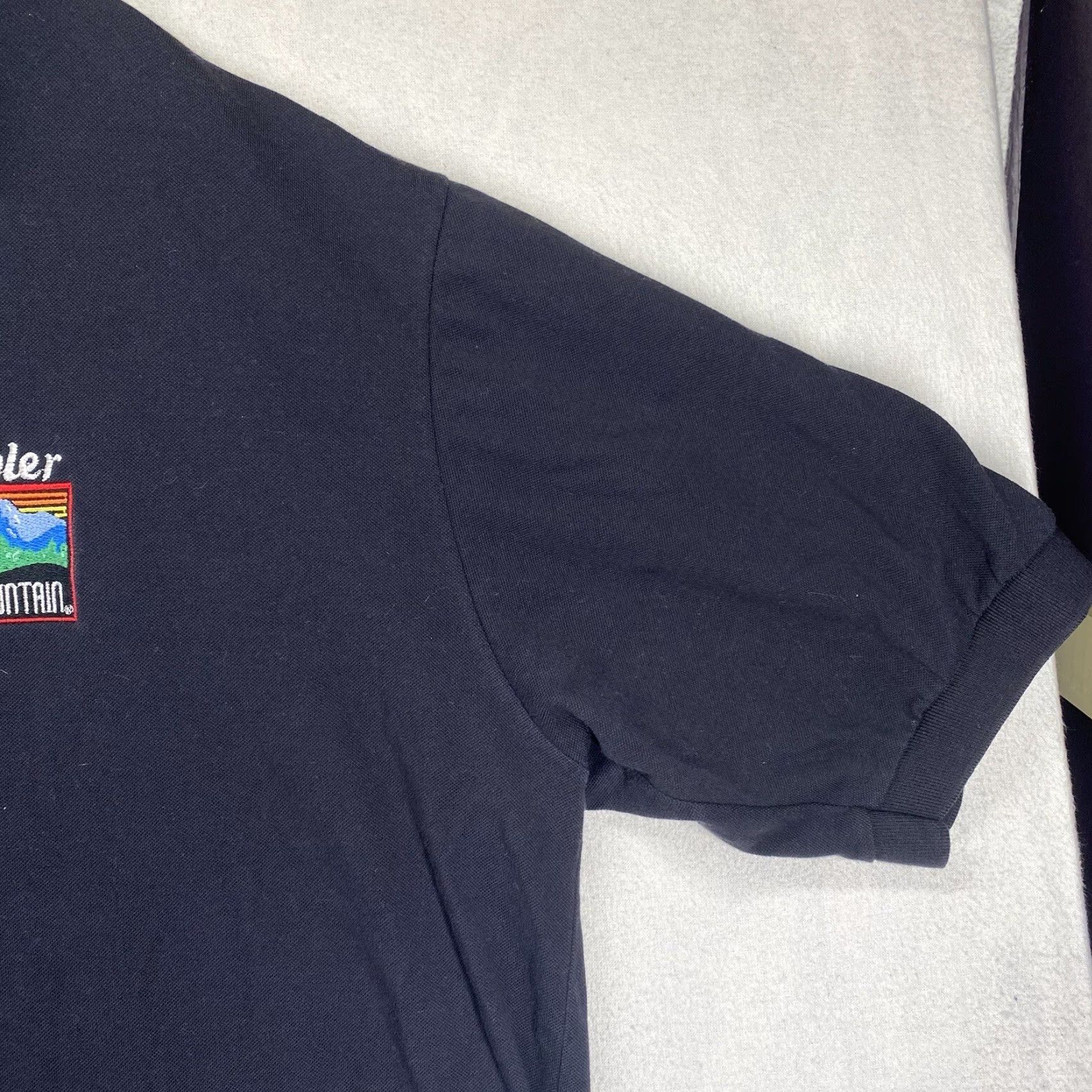 Vintage Vintage 1990s Tyler Mountain Staff Black Polo Shirt Men 2XL Pima Cotton Corporate Logo EUC Size 48R - 7 Thumbnail