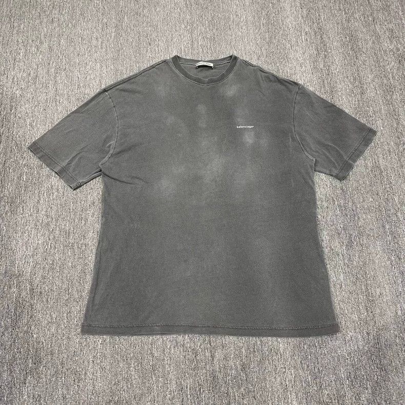 Balenciaga Balenciaga Washed Grey Small Logo Short Sleeve Size US M / EU 48-50 / 2 - 1 Thumbnail