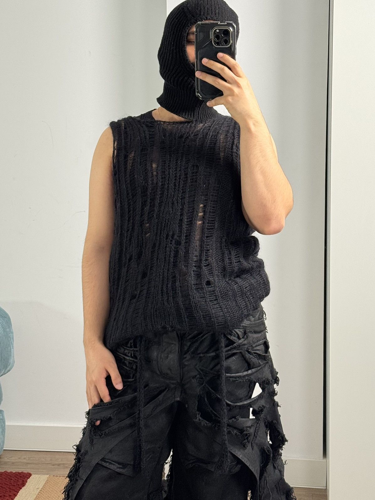 SHINE LUXURY Shine Luxury “Sodoma” Extended Distressed Mohair Tank Top Size US M / EU 48-50 / 2 - 2 Thumbnail