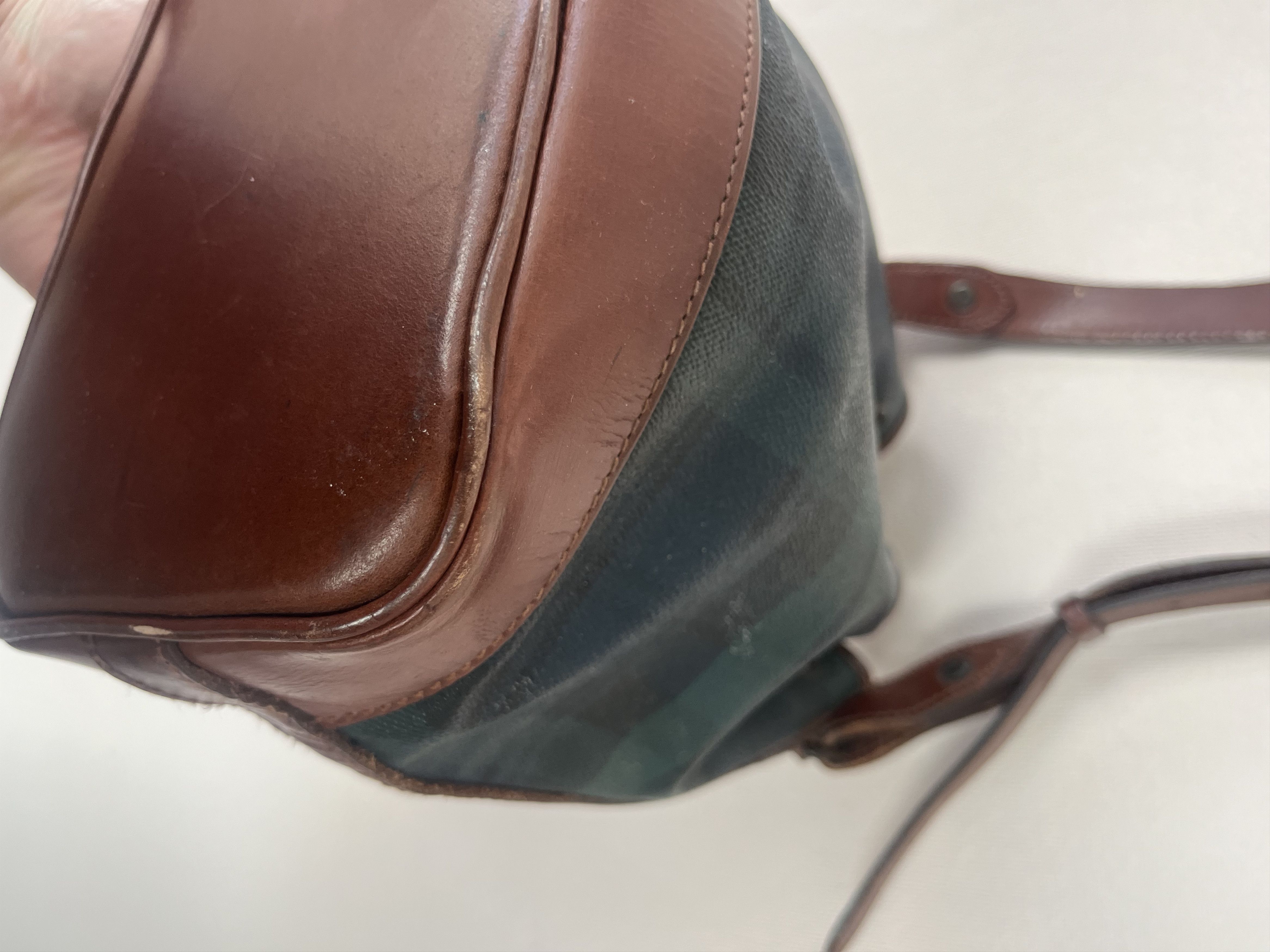 VNTG Polo Ralph Lauren Blackwatch Plaid Leather Bucket Bag