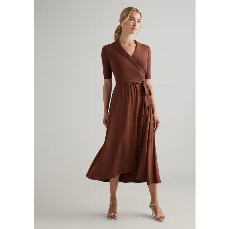 Quince Quince Tencel Jersey Midi Wrap Dress Brown Size S Size S / US 4 / IT 40 - 1 Thumbnail
