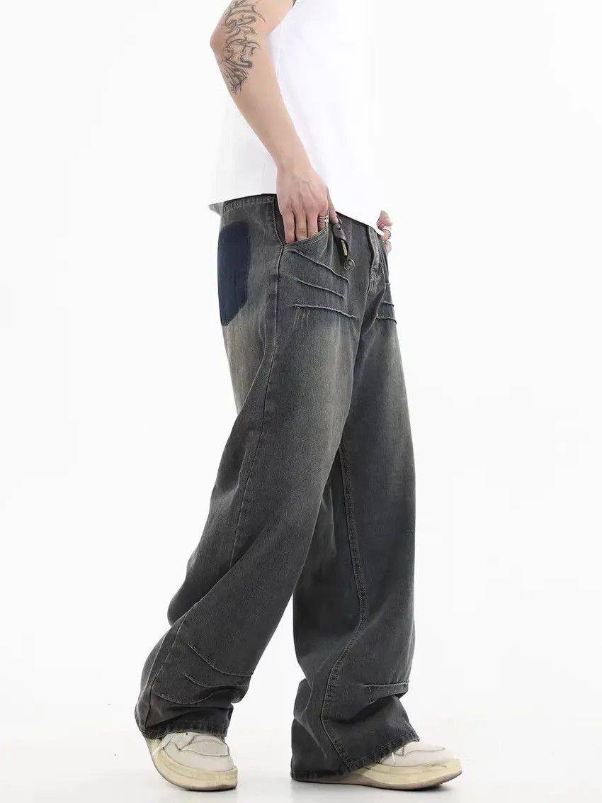 Designer × Japanese Brand Split design straight leg vintage baggy jeans Size US 31 - 2 Thumbnail