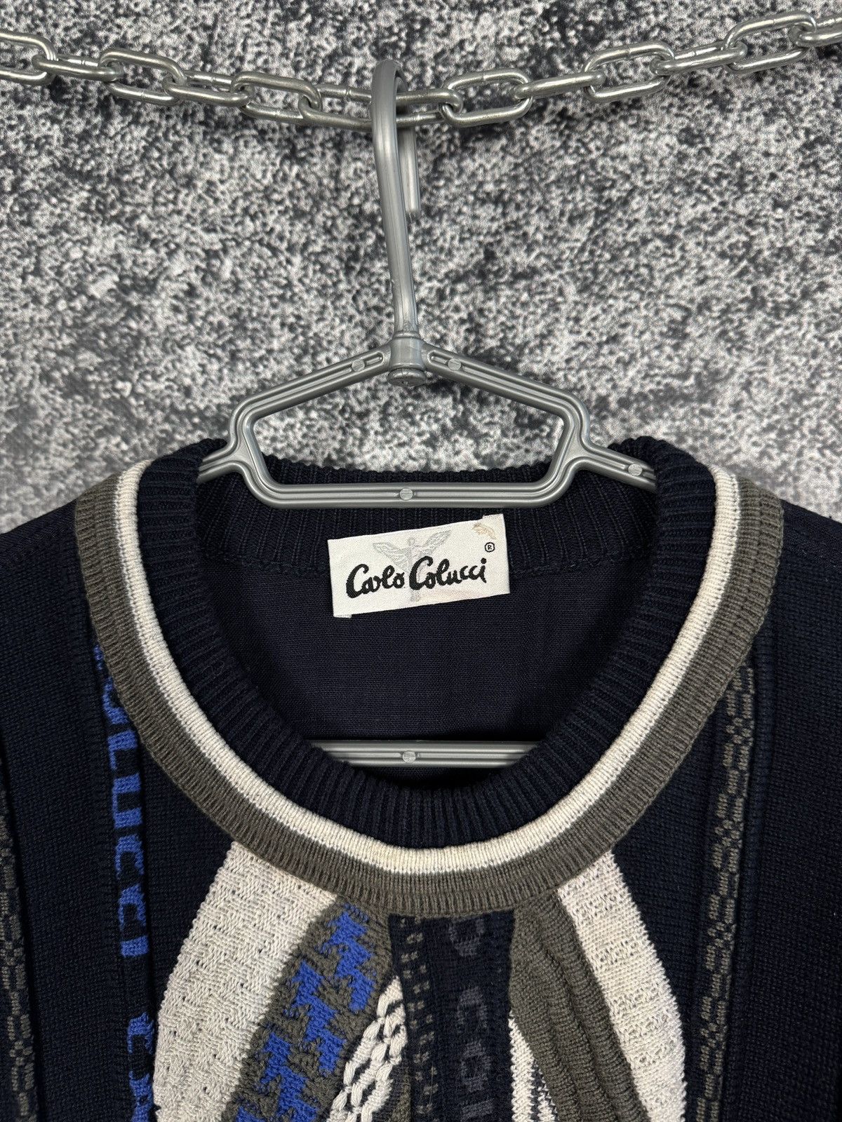 Carlo Colucci Vintage 90s Carlo Colucci 3D Knit Sweater Linen Back Germany Size US L / EU 52-54 / 3 - 8 Thumbnail