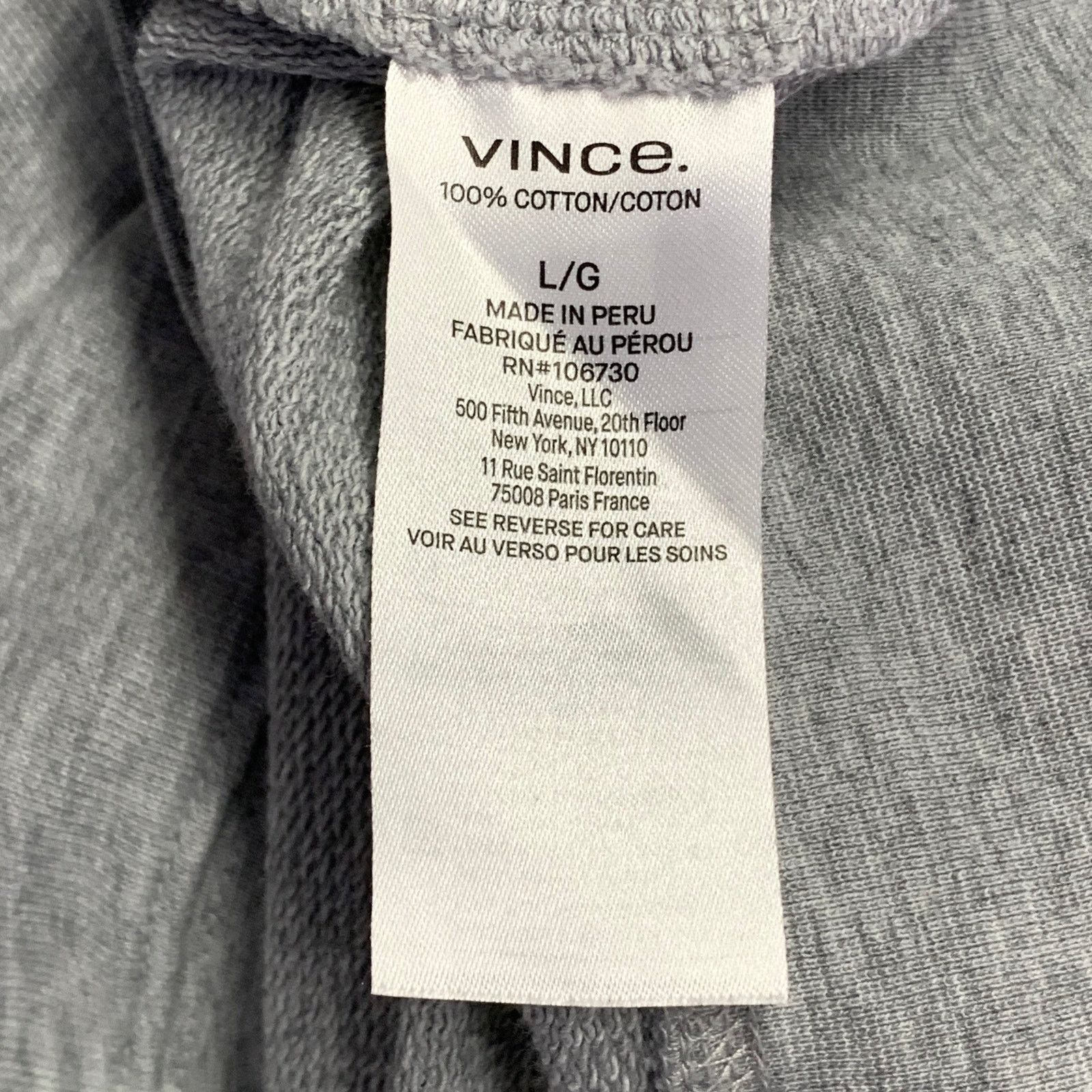 Vince VINCE Size L Heather Grey Cotton Jersey Hooded Sweatshirt Size US L / EU 52-54 / 3 - 5 Thumbnail
