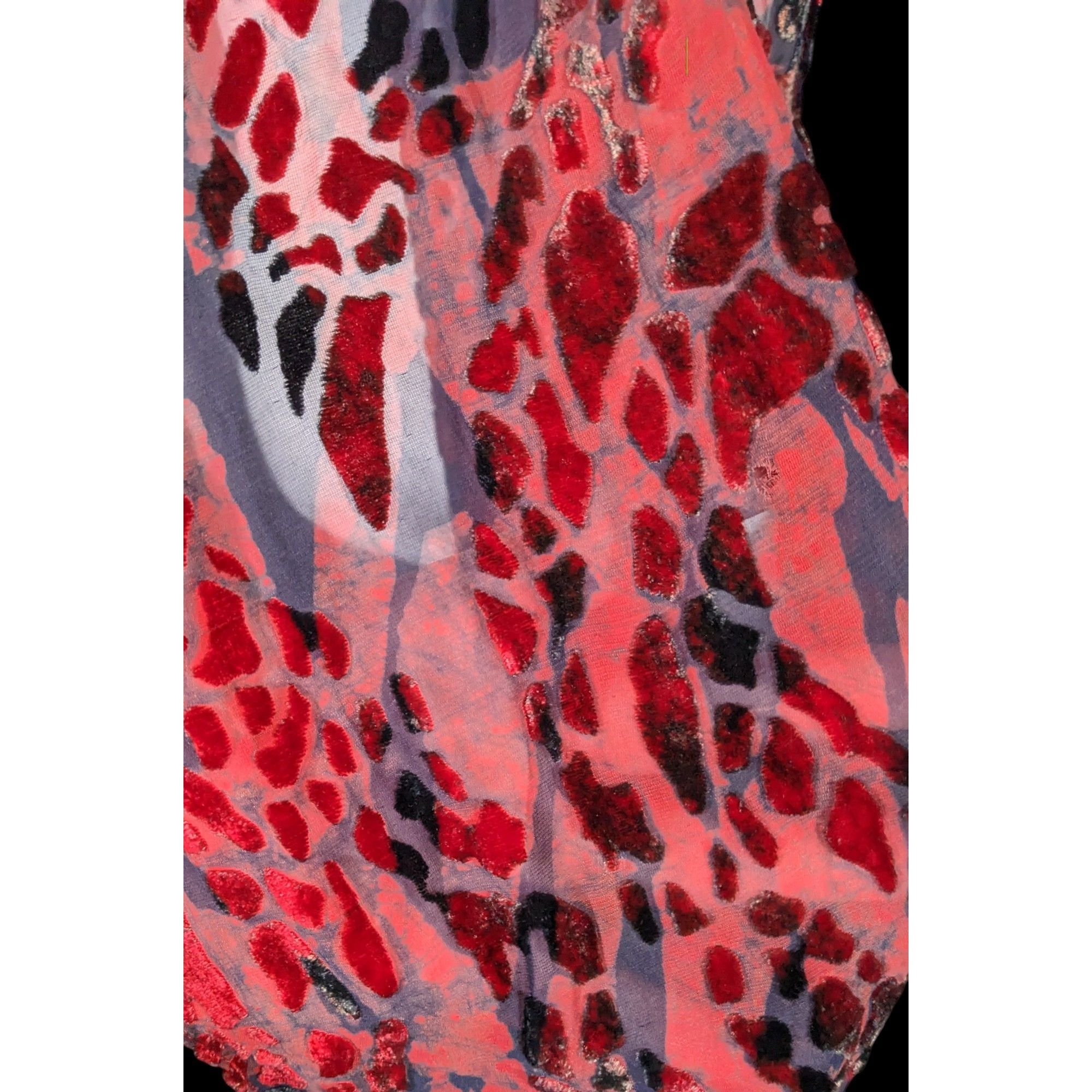 Other Gothic Red And Black Abstract Velvet Burnout Beaded Fringe S Size ONE SIZE - 5 Thumbnail