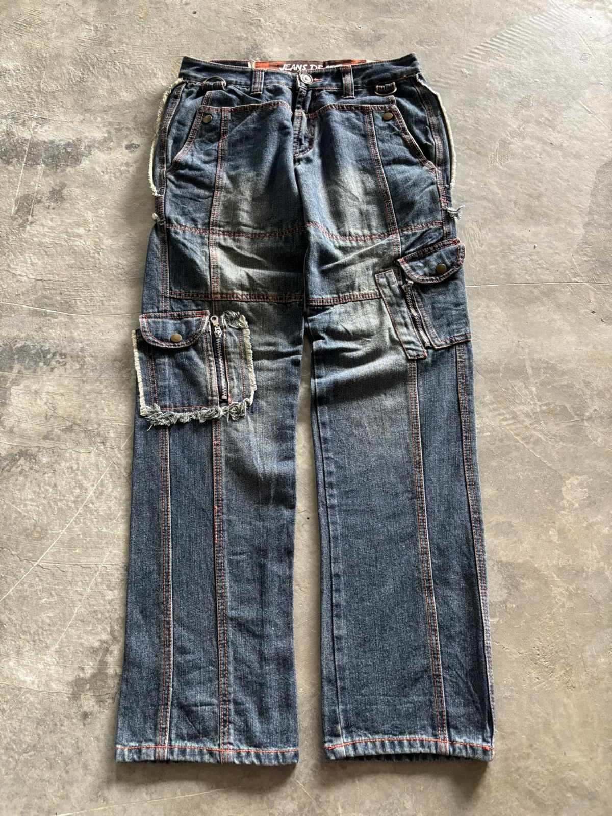 Japanese Brand vintage JEANS DE ART cargo baggy loose style jnco panelled Size US 30 / EU 46 - 1 Thumbnail