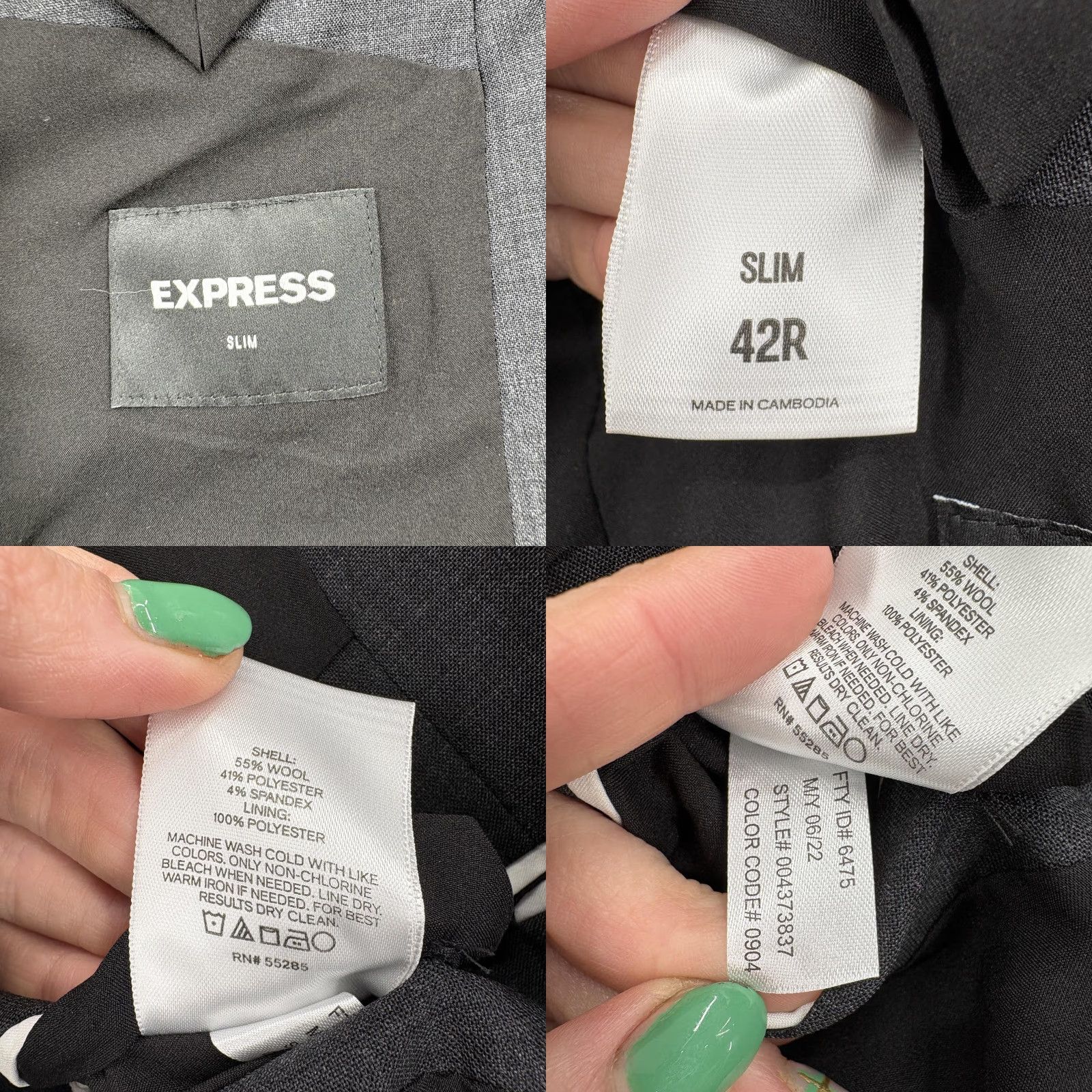 Express Express Slim Fit Two-Button Wool Blend Blazer Mens 42R Gray Jacket Regular Notch Lapel Size 42R - 8 Thumbnail