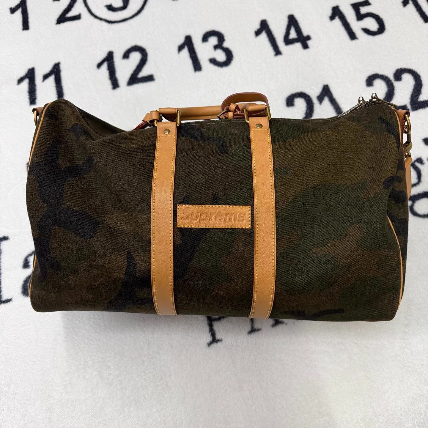 Supreme Camouflage Duffle Bag with Leather Accents Size ONE SIZE - 1 Thumbnail