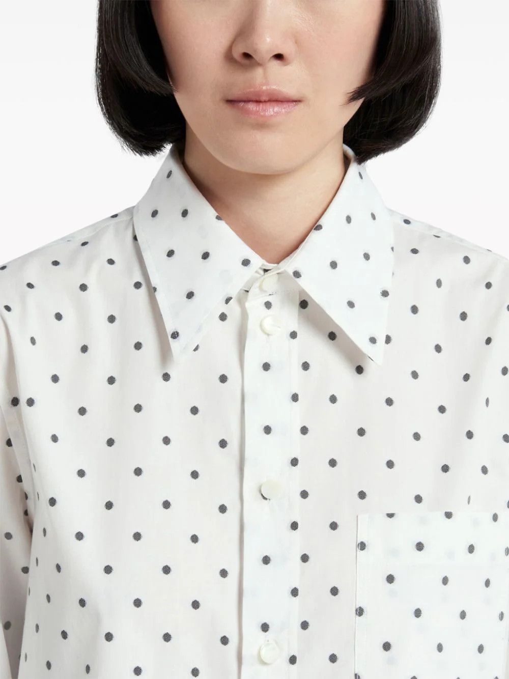 Marni o1w1db10824 Print Poplin Shirt in White Size XS / US 0-2 / IT 36-38 - 5 Thumbnail