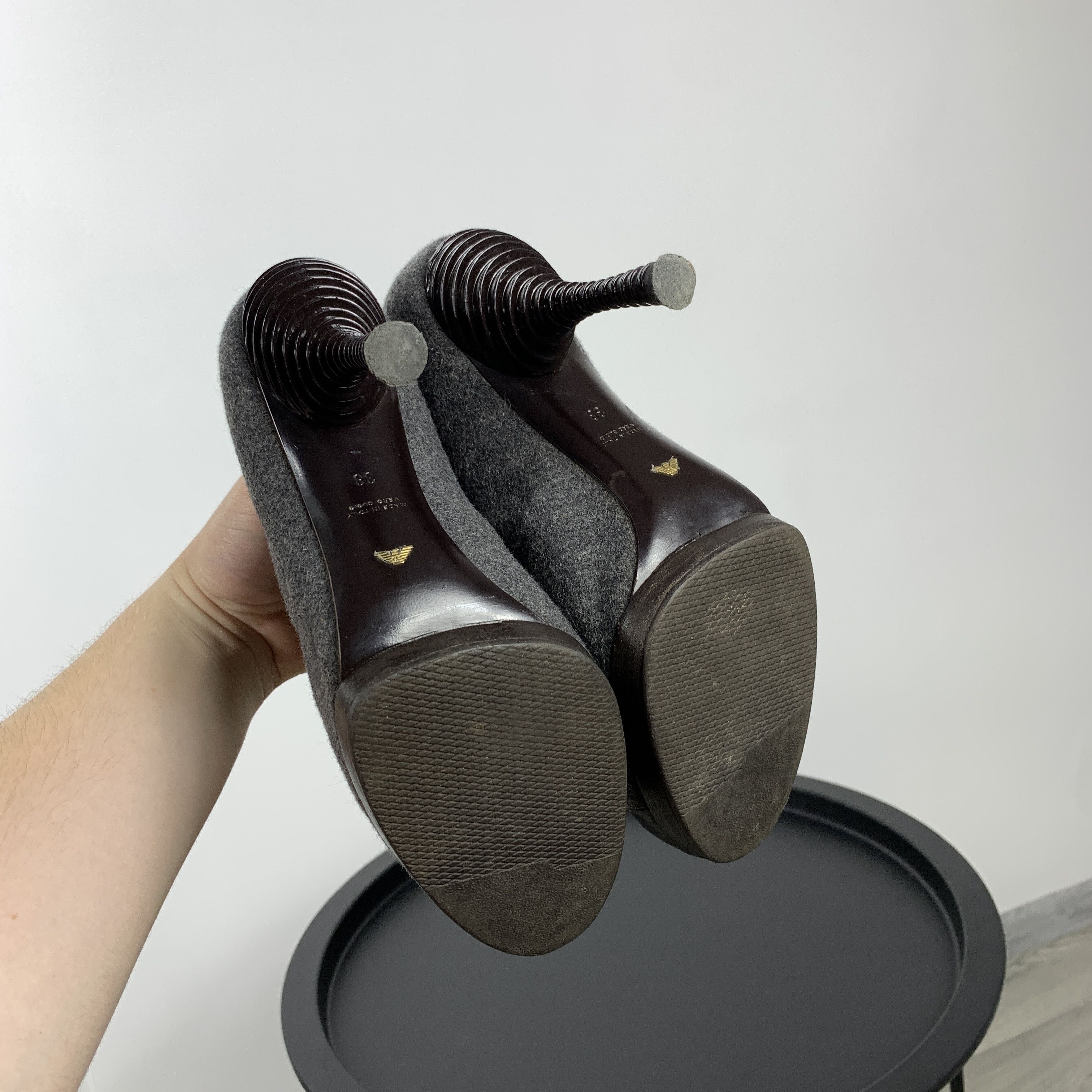 Emporio Armani Emporio Armani Grey Womens's Tweed Heels Shoes Size US 7.5 / IT 37.5 - 13 Thumbnail