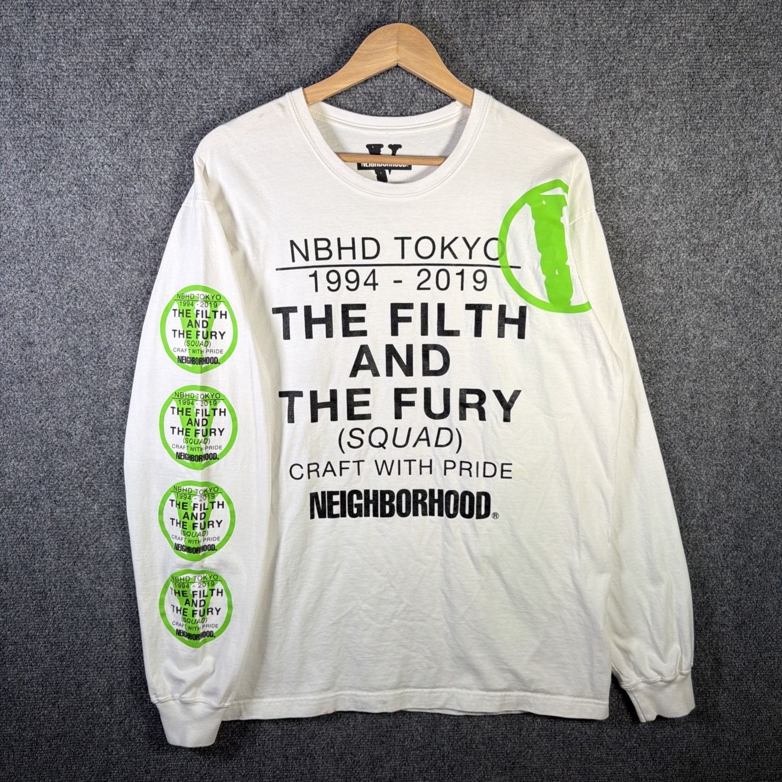 VLONE Shirt Mens Large White Neighborhood Long Sleeve Filth