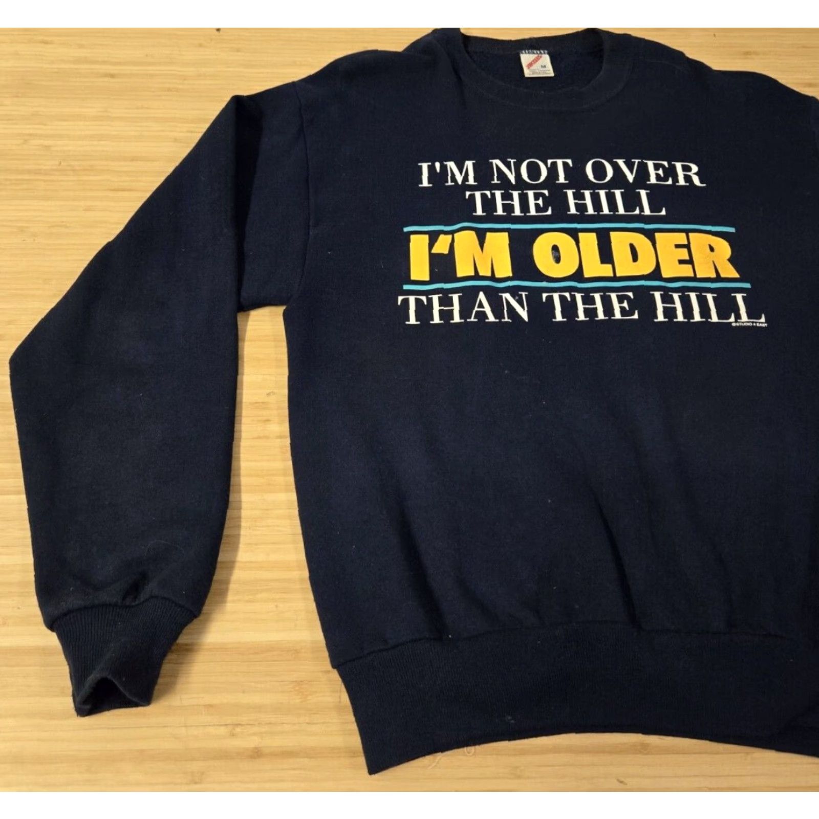 Jerzees VINTAGE Jerzees Sweatshirt M Men Crew Neck Long Sleeve Black Graphic Print Funny Humor 80s Over What Hill Size US M / EU 48-50 / 2 - 3 Thumbnail