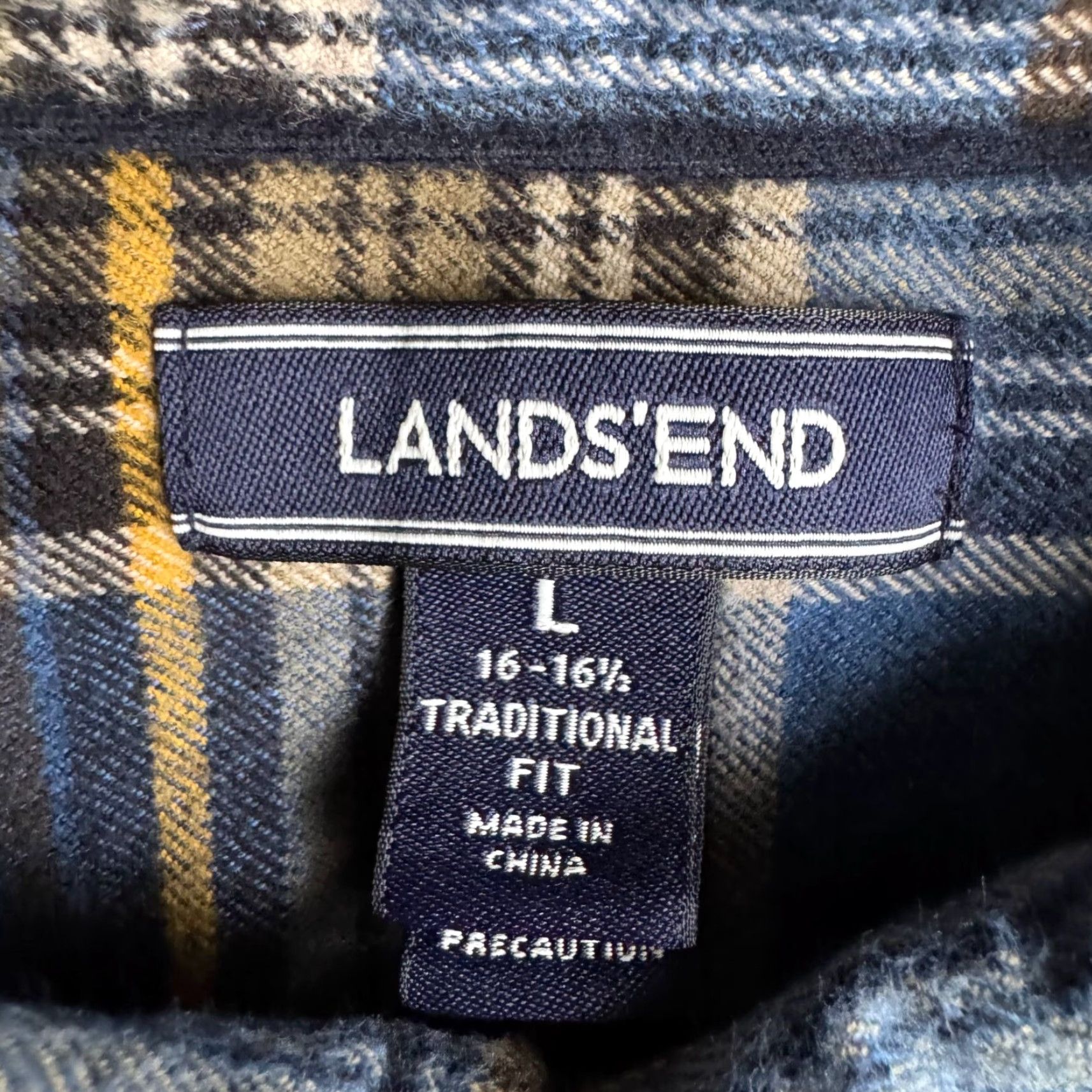 Lands' End Lands' End Flannel Shirt Mens L Plaid Blue Yellow Button-Down Collar Long Sleeve Cotton Thick Size US L / EU 52-54 / 3 - 5 Thumbnail