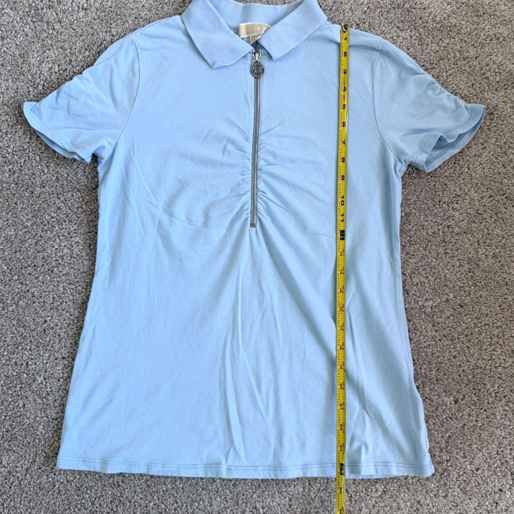 Vintage MICHAEL Kors Shirt Womens M Blue Polo Half Zip Collared Stretch Top Size M / US 6-8 / IT 42-44 - 7 Thumbnail