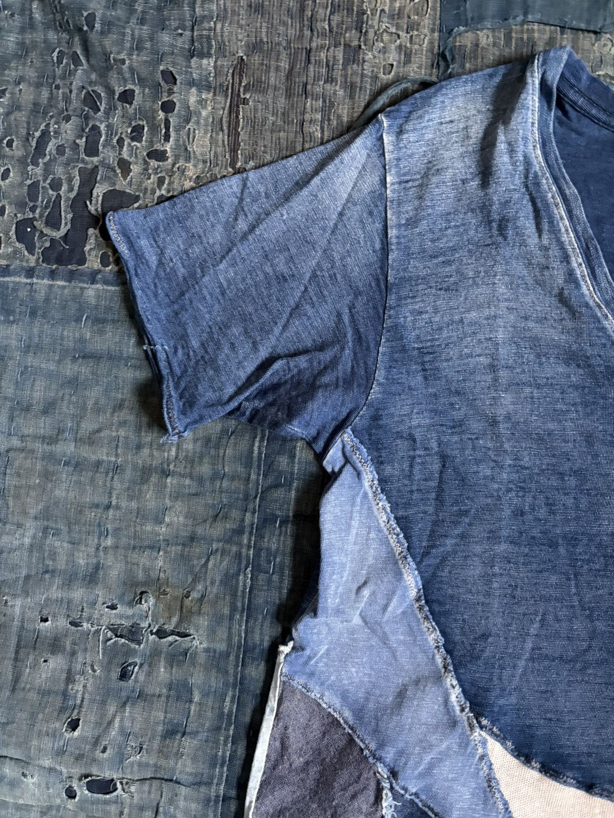 Kapital Kountry Kapital kountry indigo patchwork t shirt v neck Size US L / EU 52-54 / 3 - 4 Thumbnail