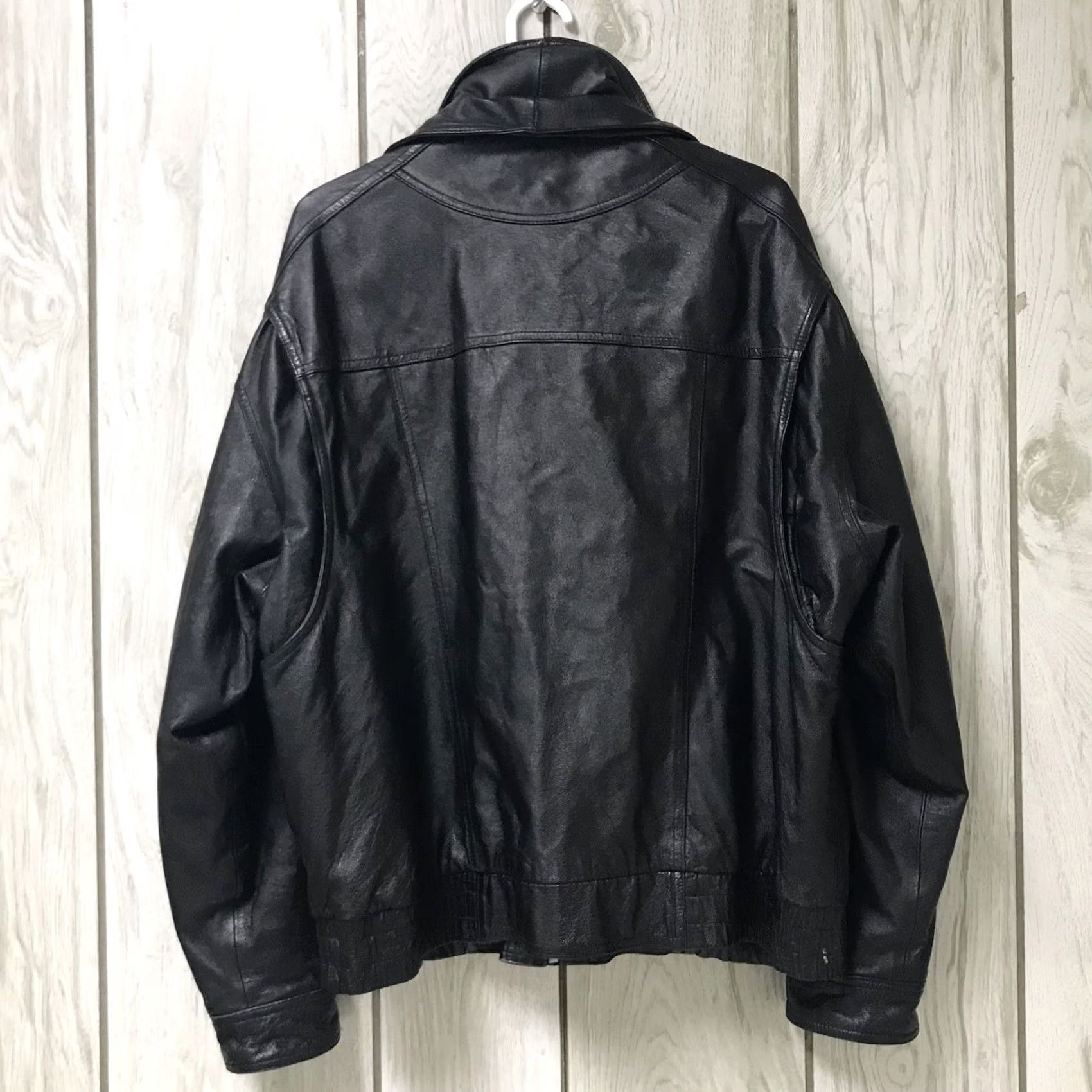 Vintage Wilsons Leather Men Black Leather Double Collar Zip Flight Bomber Jacket XL Size US XL / EU 56 / 4 - 2 Thumbnail