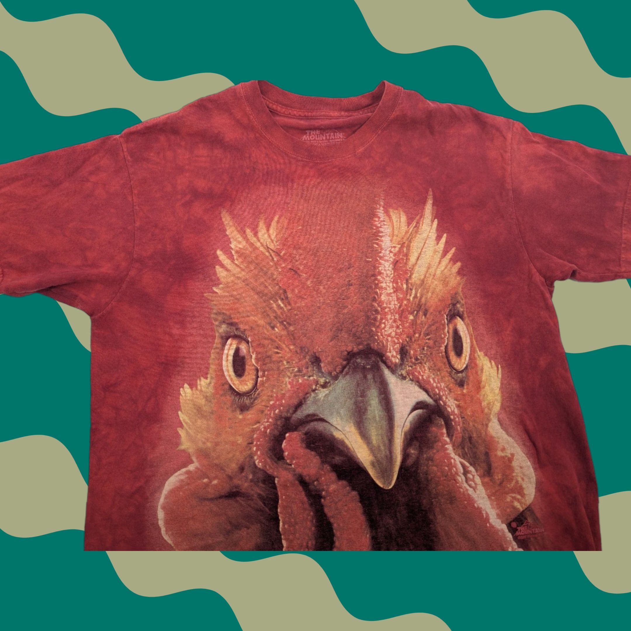 The Mountain The Mountain Red Tie Dyed Graphic T-Shirt Rooster Chicken Size Large Farm Animal Mens T-Shirt Red Animals 90s Size US L / EU 52-54 / 3 - 1 Thumbnail
