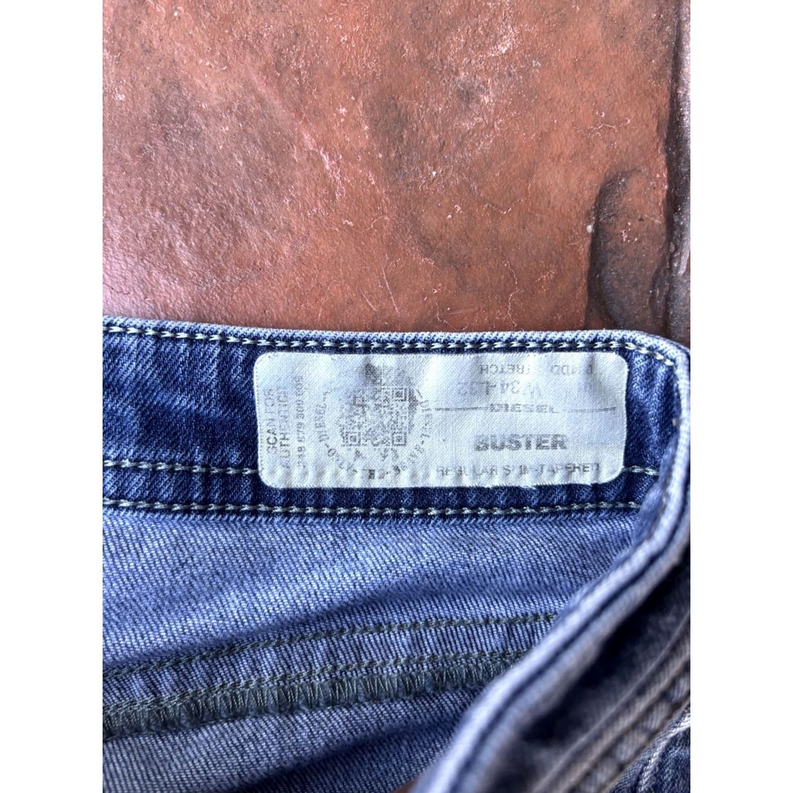 Diesel Diesel Buster Jeans Men’s 34x32 Blue Distressed Button Fly Slim Tapered Regular Denim 5-Pocket Baggy? (Clarify: “Baggy” not in original) Size US 34 / EU 50 - 2 Thumbnail