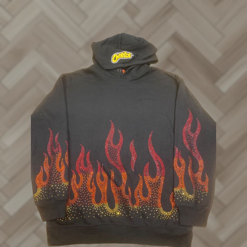 Forever 21 Forever 21 Hoodie Women M Black Pullover Hooded Lightweight | Flamin' Hot Cheetos | Bedazzled | Adult | 8093 Size M / US 6-8 / IT 42-44 - 1 Thumbnail