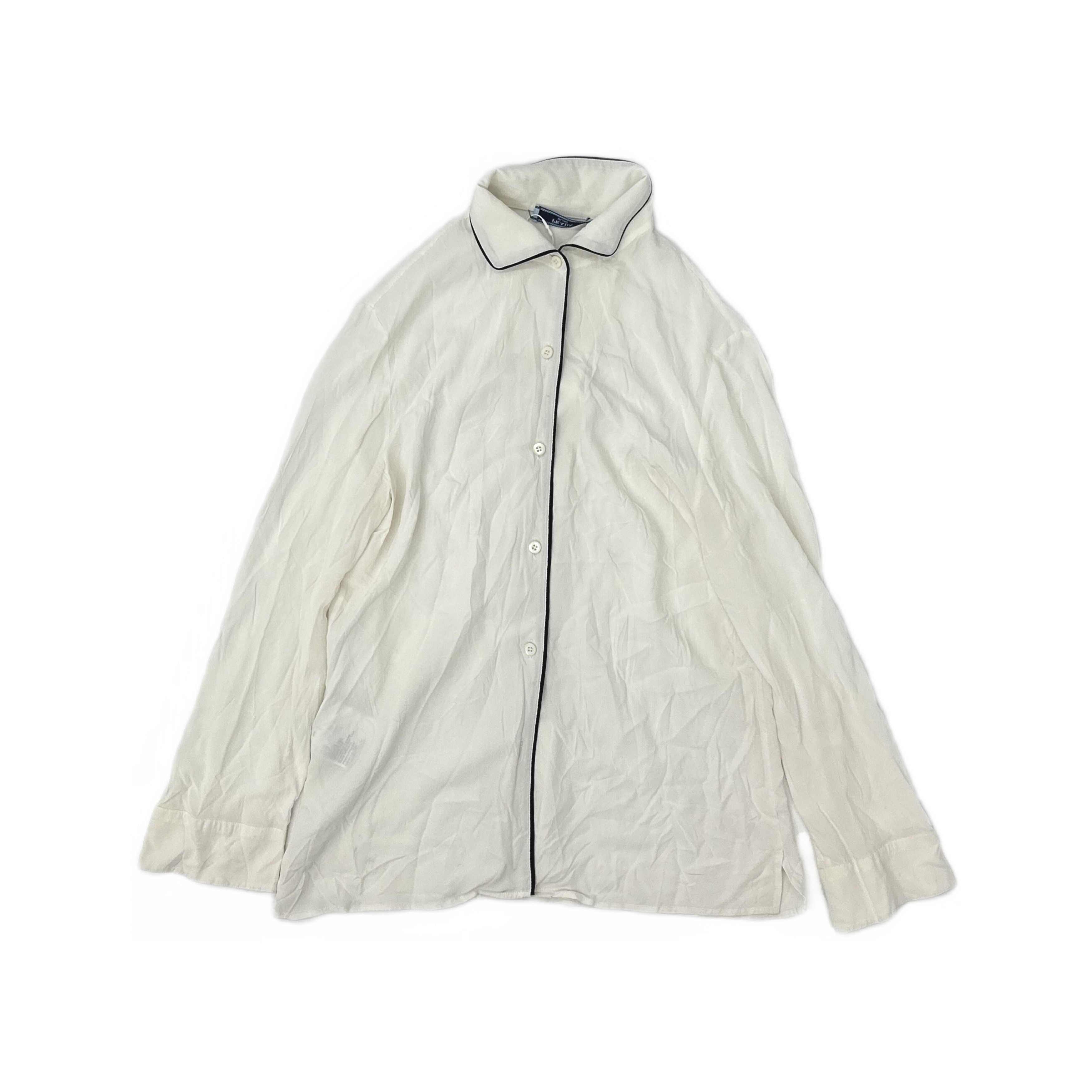 Prada Prada White Contrast Piping Shirt Size M Size US XXS / EU 40 - 1 Thumbnail