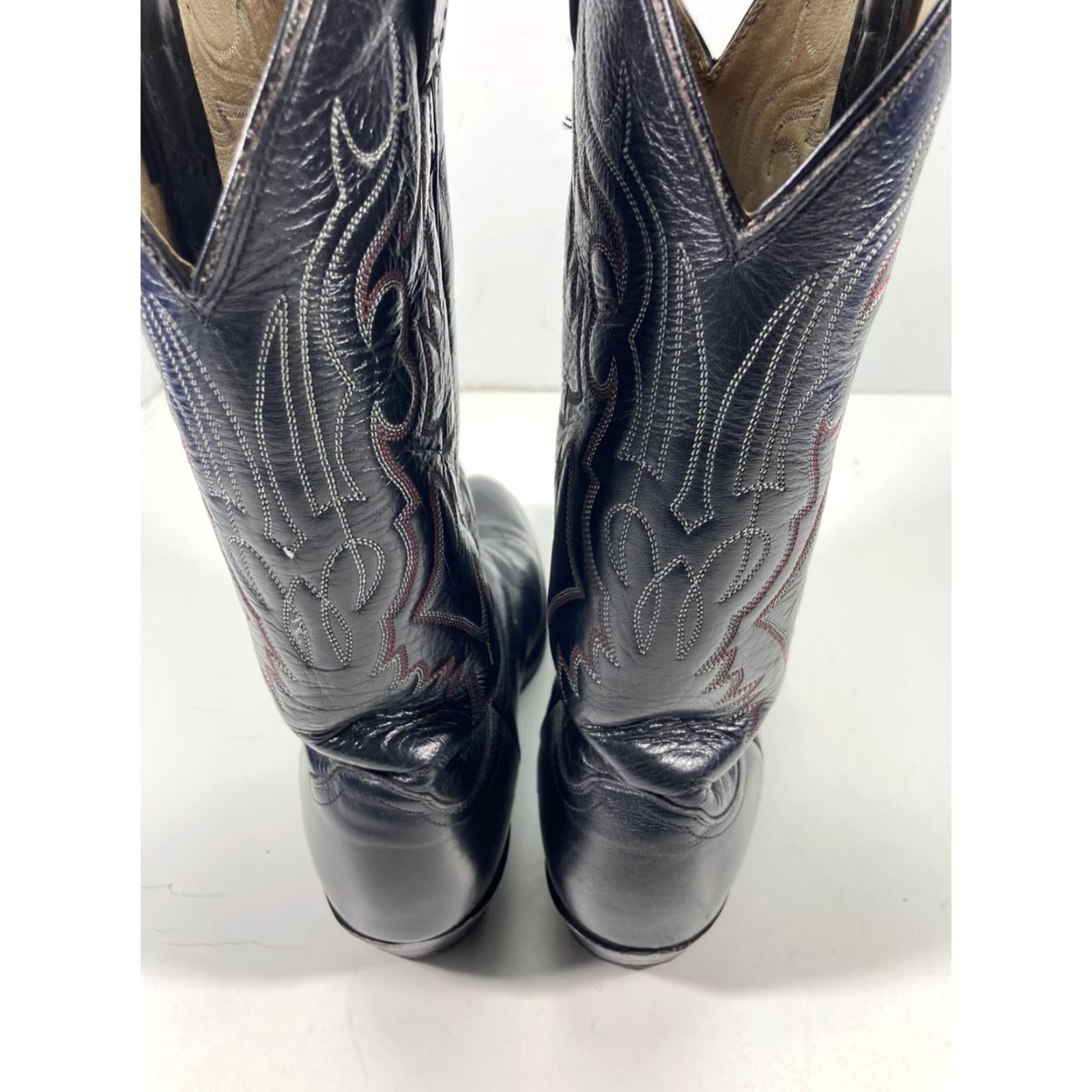 Justin Boots VINTAGE Justin Boots Men Black Leather Western Western Boot EE Wide 8.5 Cowboy Style Leather Outsole United States Mens Size US 9 / EU 42 - 6 Thumbnail