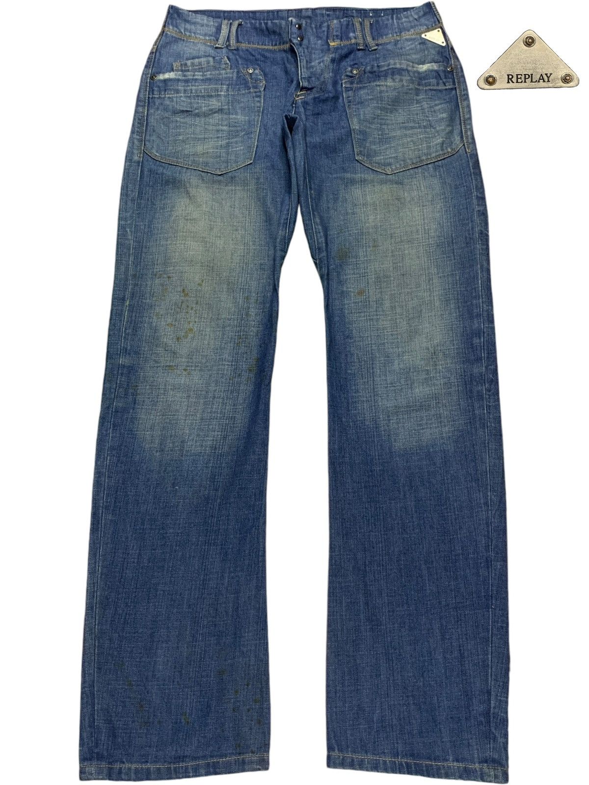 Replay Vintage Replay Mud Wash Distressed Style Jeans Size US 33 - 1 Thumbnail