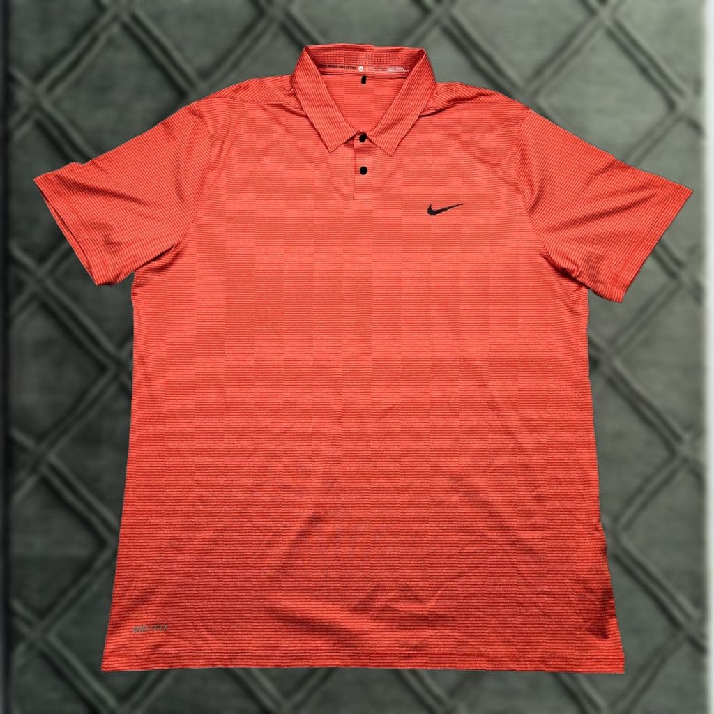 Nike Nike Tiger Woods Collection Polo Mens XL Red Micro Stripe Dri Fit Golf Size US XL / EU 56 / 4 - 1 Thumbnail