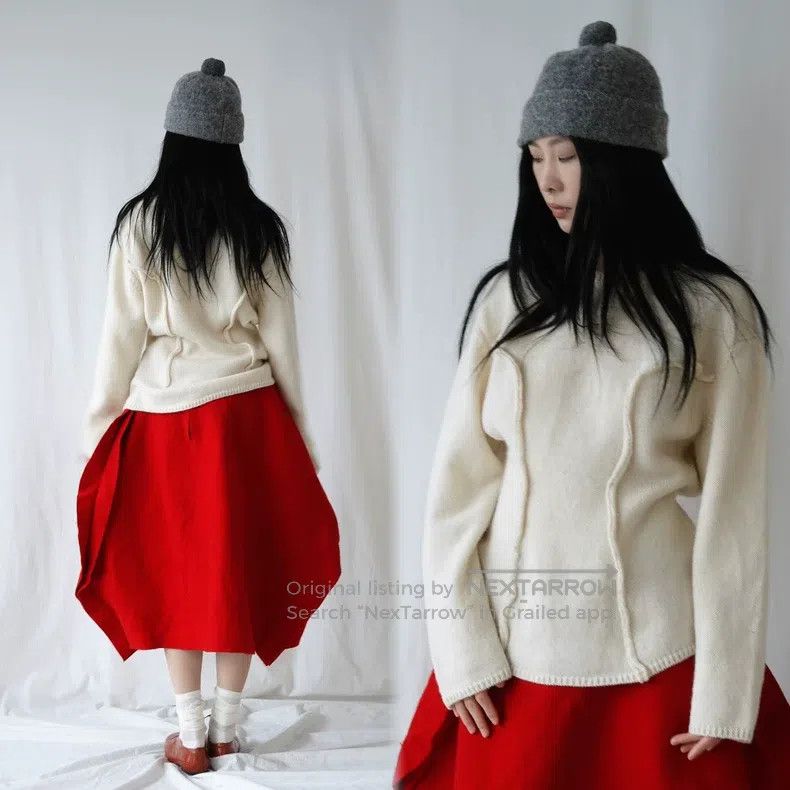 Comme des Garcons Comme Des Garcons Cream White Coarse Pleat Oversize Wool S Size M / US 6-8 / IT 42-44 - 2 Thumbnail