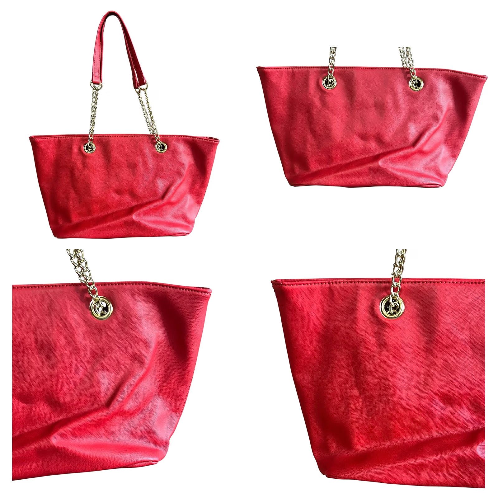 Kenneth Cole KENNETH COLE REACTION Red Shoulder Hand Bag Women's Purse Chain Handles Tote Size ONE SIZE - 9 Thumbnail