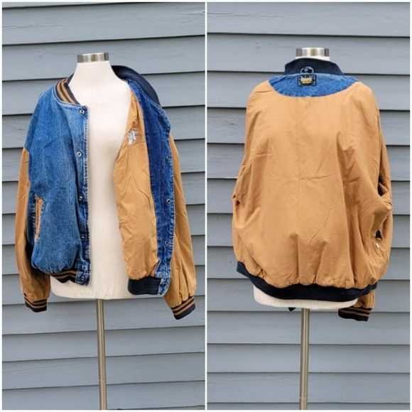 Dunbrooke Vintage 90s Kemps Employee Two Tone Denim Varsity Bomber Jac Size US XL / EU 56 / 4 - 4 Thumbnail