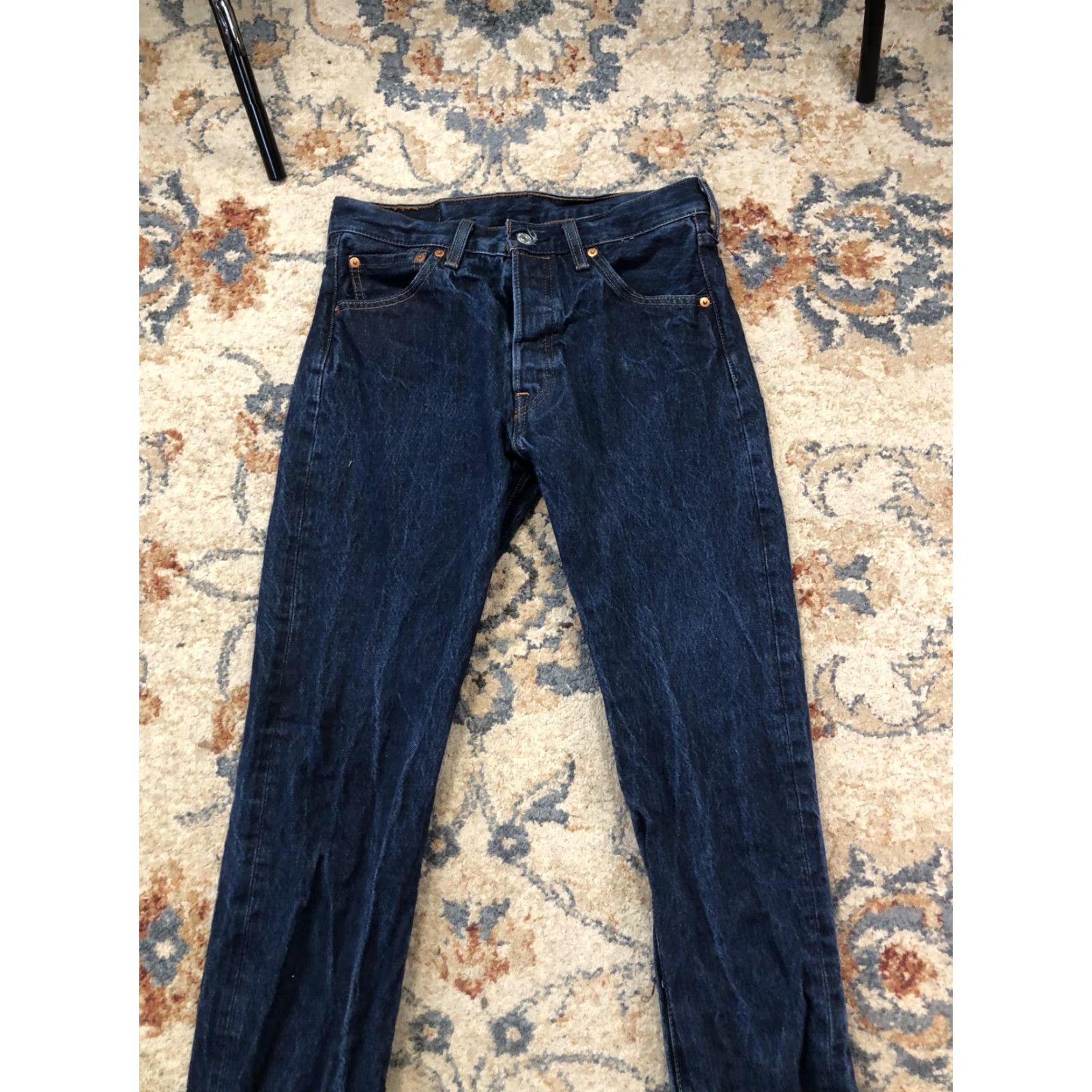 Levi's Levi's 501 Jeans Mens 30x30 Blue Dark Wash Straight Leg Button Fly Denim Pants Size US 30 / EU 46 - 3 Thumbnail