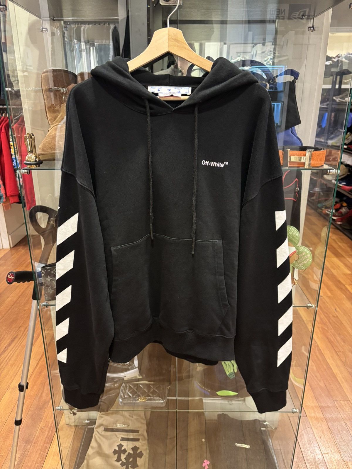 Off White Diagonal Hoodie OFF-WHITE Diagonal Split Logo Hoodie 