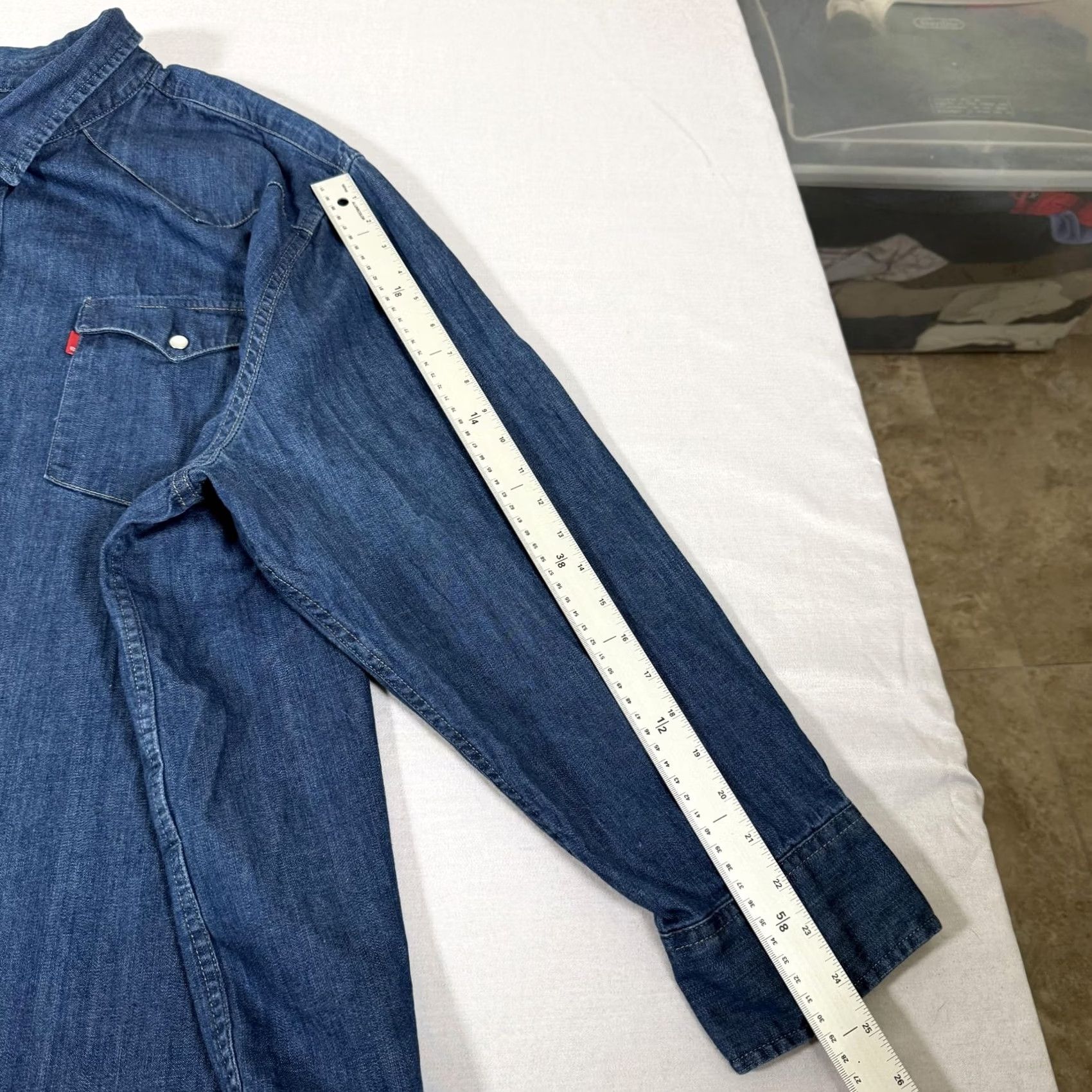Levi's VINTAGE Levis Shirt Mens 4XL Blue Denim Jean Pearl Snap Western Cowboy Cotton Work Shirt Size US XXL / EU 58 / 5 - 6 Thumbnail