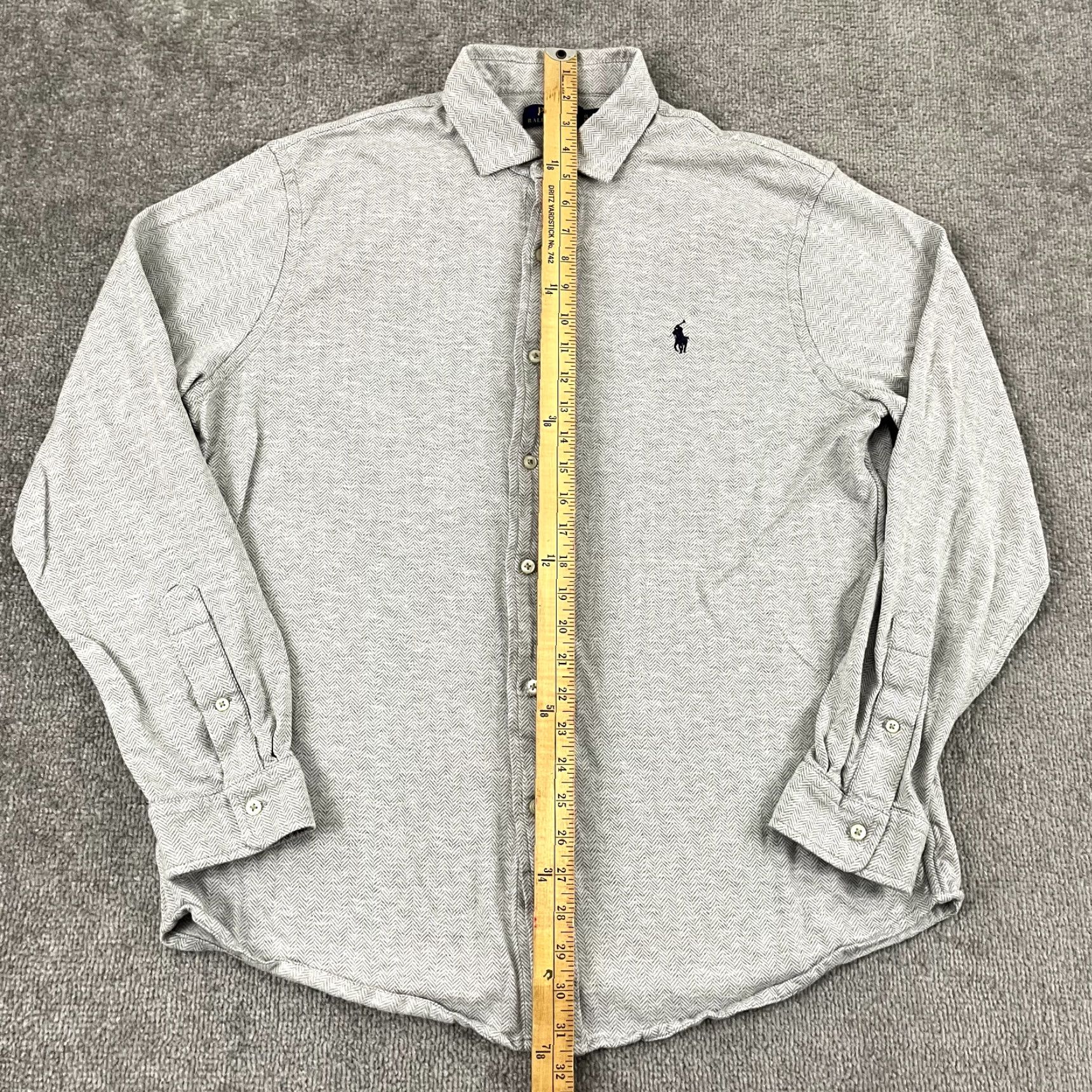 Polo Ralph Lauren Polo Ralph Lauren Shirt Mens Extra Large Gray Herringbone Button Up Long Sleeve Size US XL / EU 56 / 4 - 4 Thumbnail