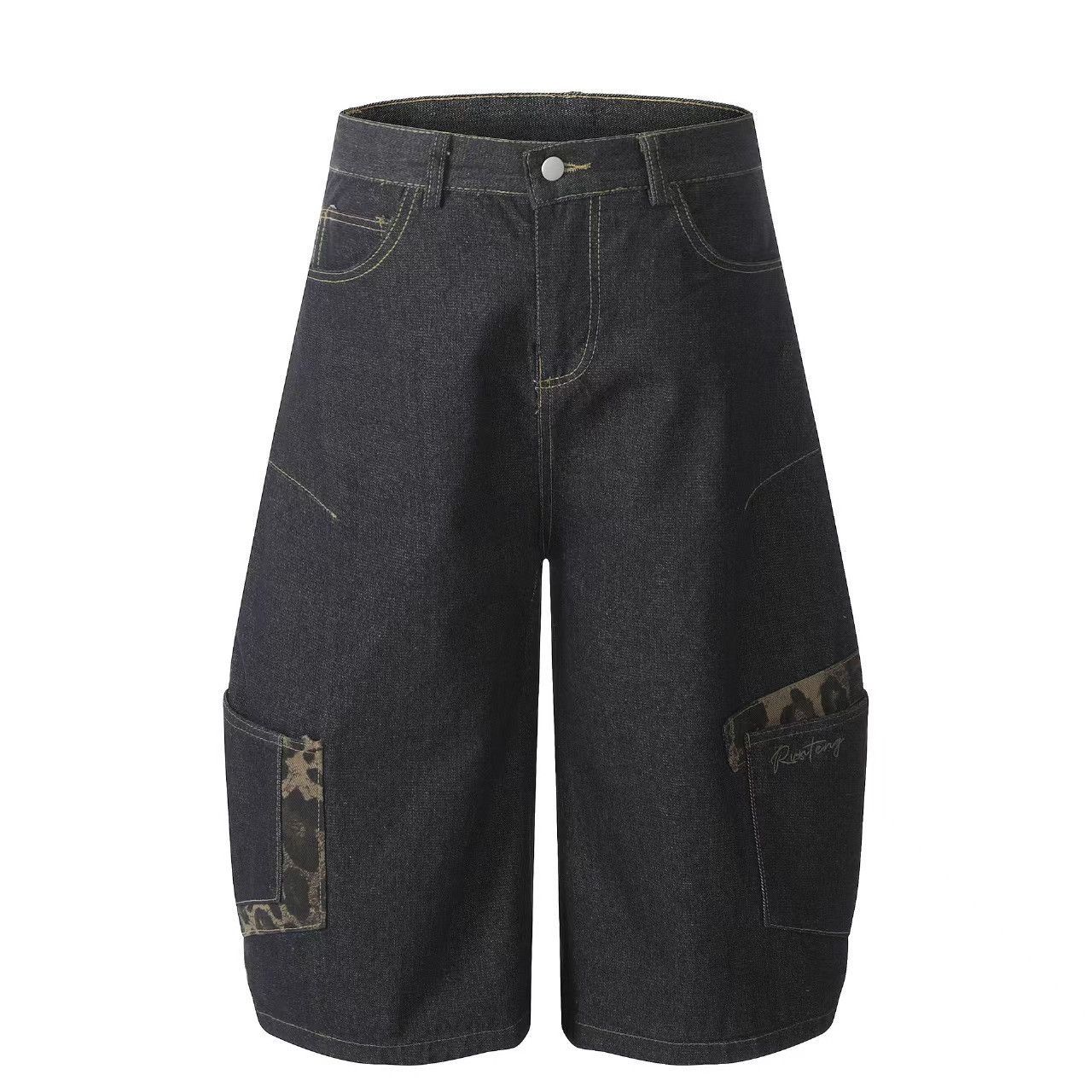 Vintage Vintage Leopard Patchwork Big Pocket Machete Denim Shorts Size US 30 / EU 46 - 2 Thumbnail