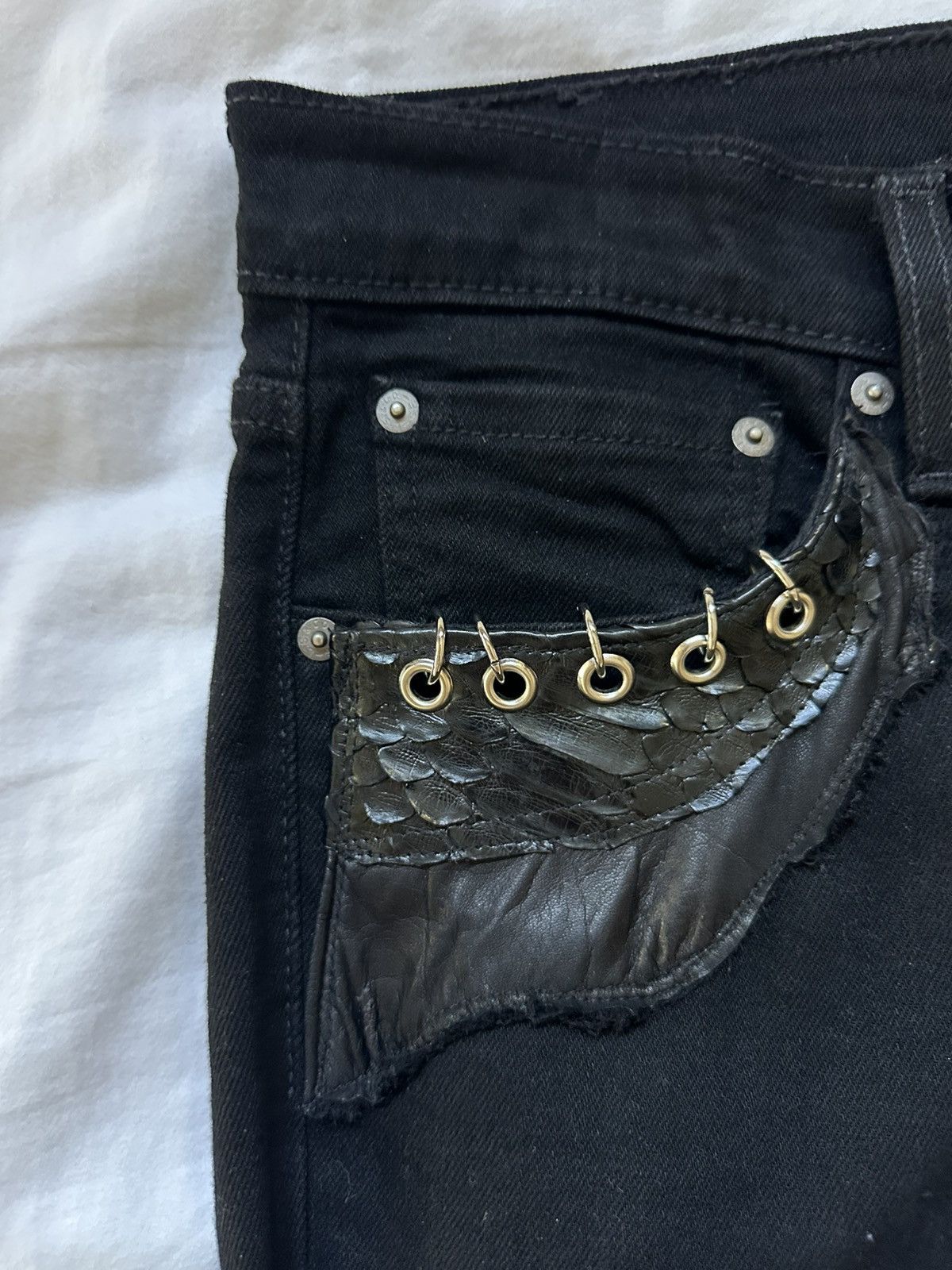 Japanese Brand Shohei Takamiya Full Lace up Crocodile Flares Size US 32 / EU 48 - 7 Thumbnail