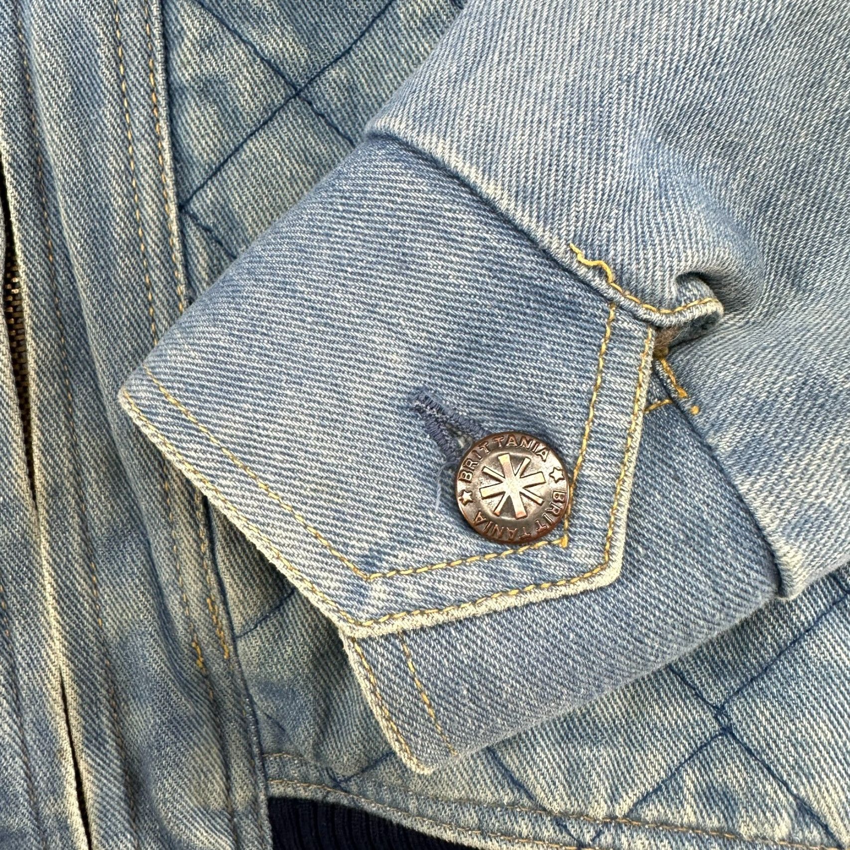 Denime VINTAGE Brittania Jacket Womens S Blue Hoodie Denim Jean Flannel Lined 70s Size S / US 4 / IT 40 - 6 Thumbnail
