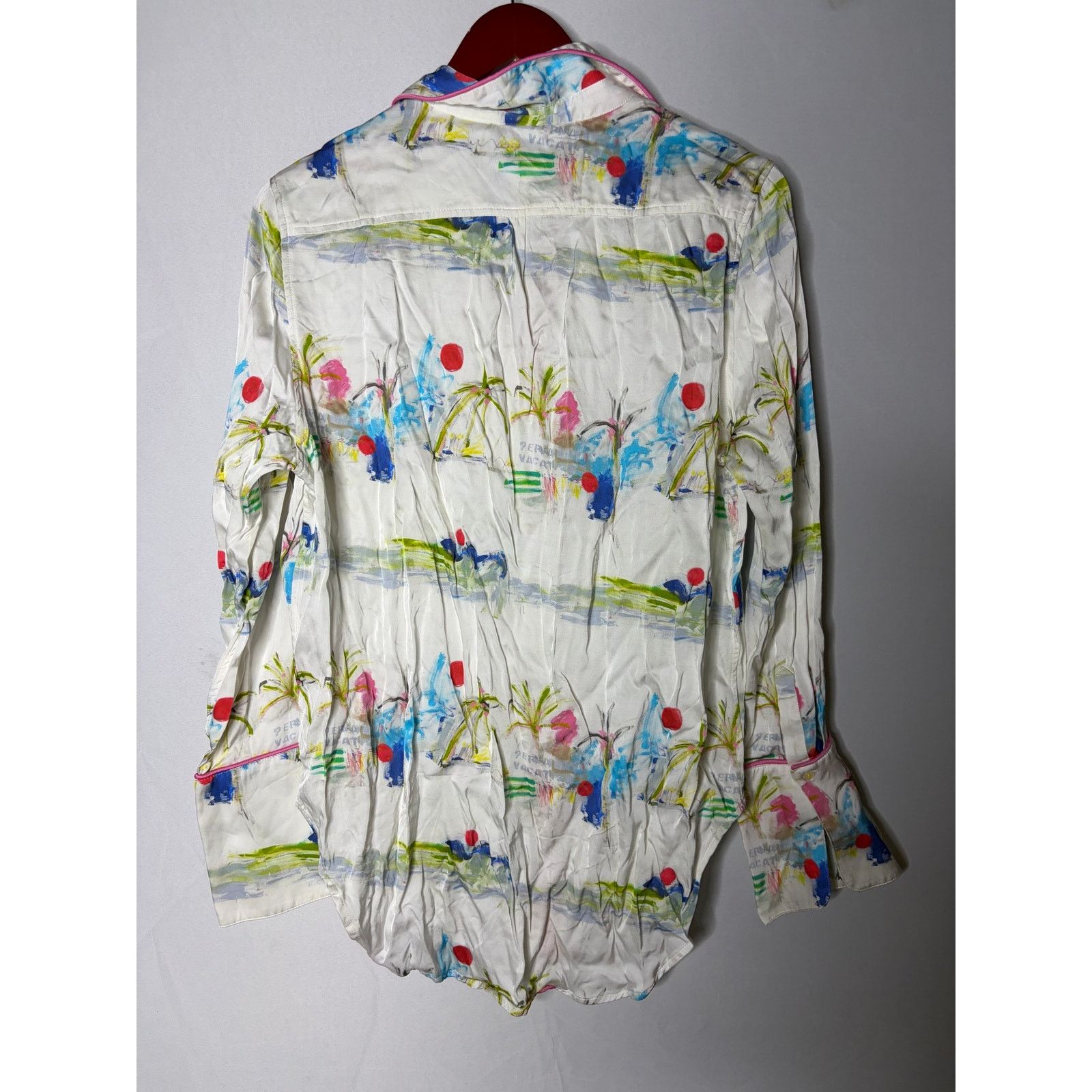 Other Kerri Rosenthal vacation beach print Satin Button Down Shirt Size M / US 6-8 / IT 42-44 - 5 Thumbnail
