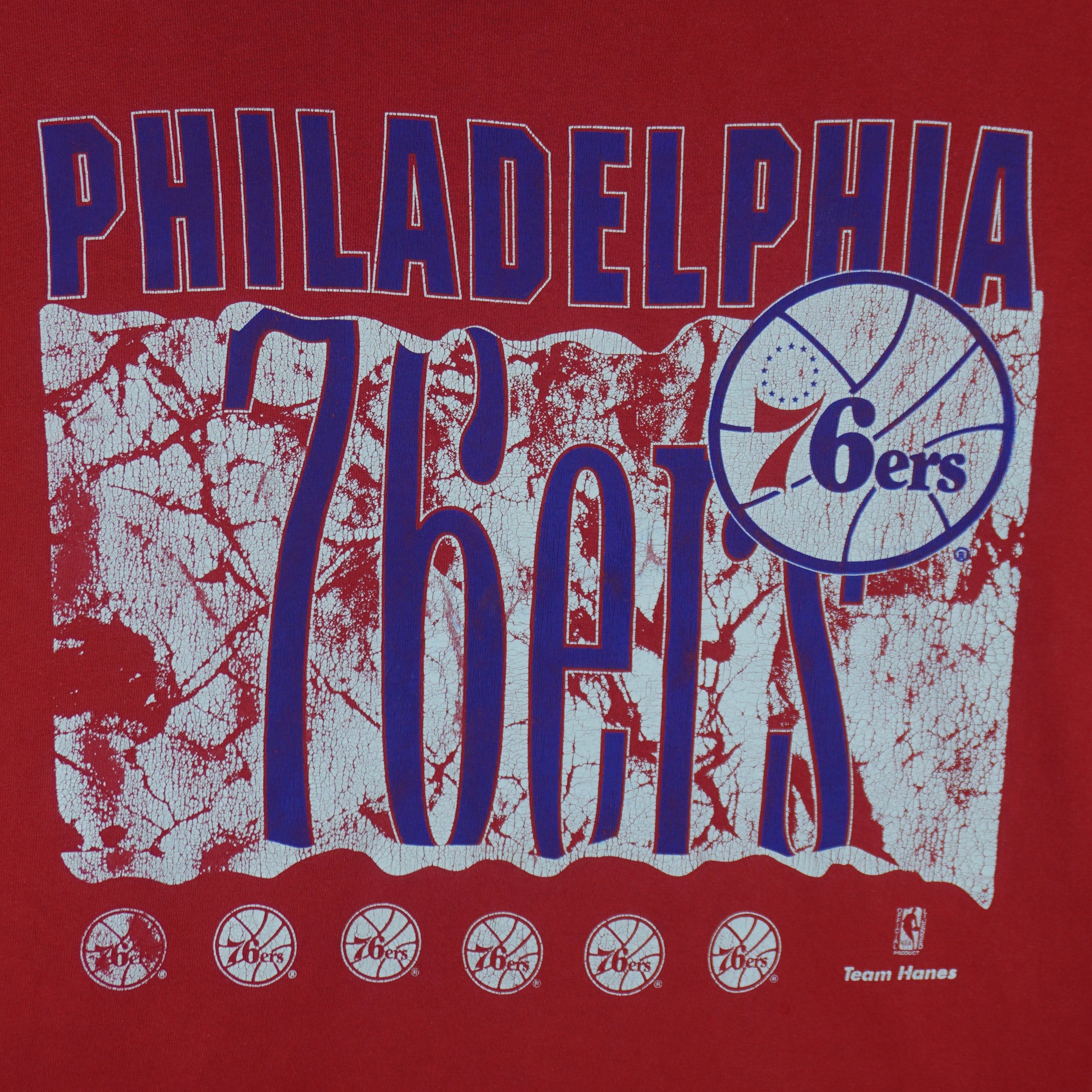 Hanes NBA - Philadelphia 76ers Single Stitch T-Shirt 1990s Size US L / EU 52-54 / 3 - 3 Thumbnail