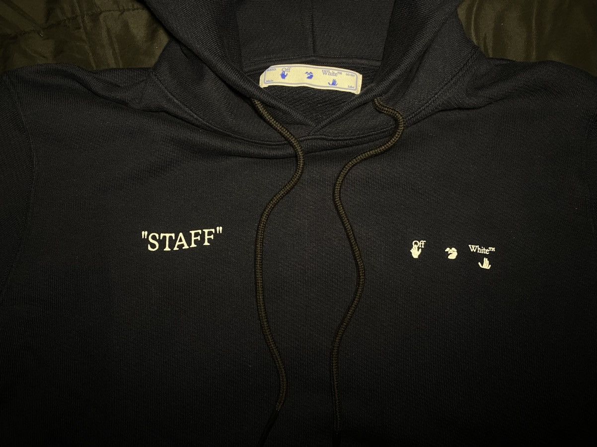image of Off White Off-White C/o Virgil Abloh Blue/ White Staff Slim Hoodie in Navy, Men's (Size Medium)