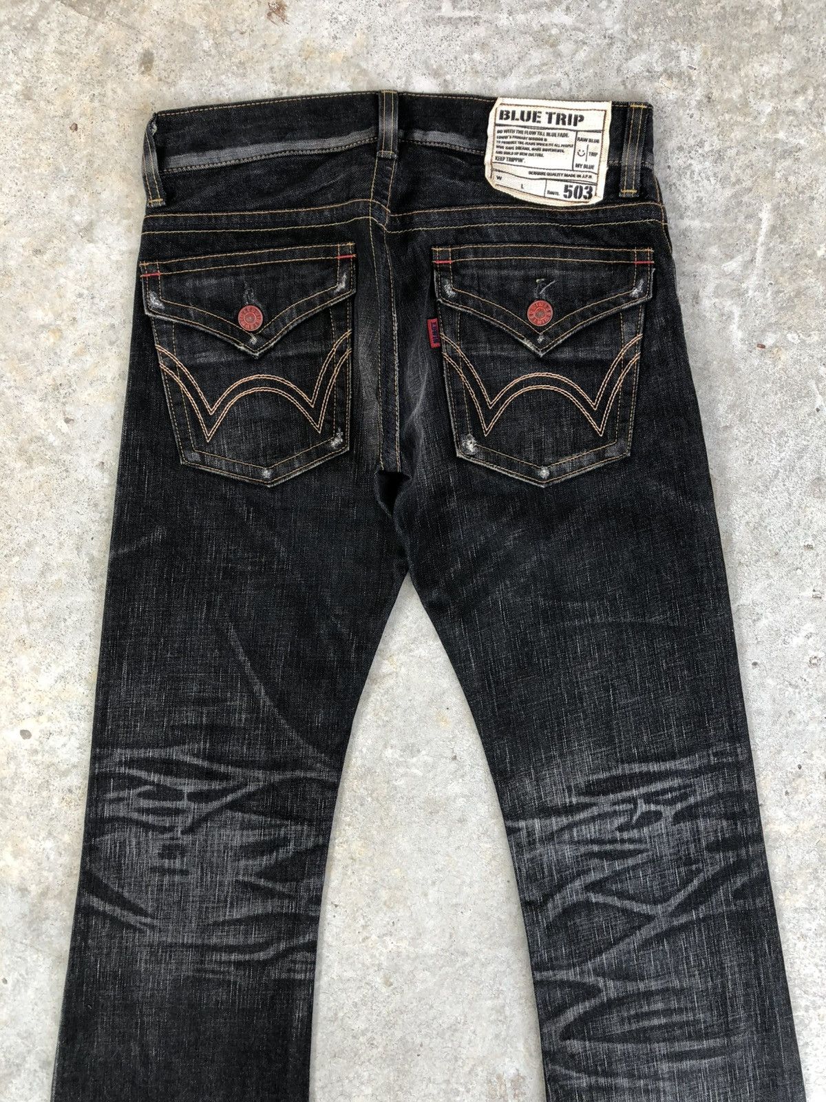 If Six Was Nine Edwin 503 Flared Distressed Jeans Whiskered Size US 30 / EU 46 - 8 Thumbnail