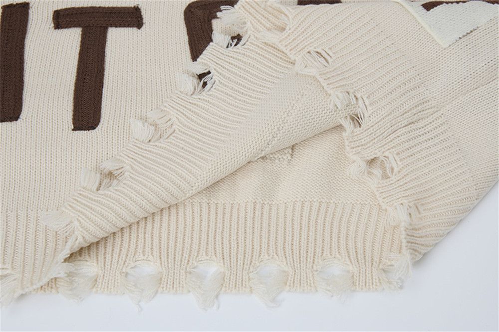 Vintage Men's raw edge casual embroidered letter loose sweater Size US M / EU 48-50 / 2 - 5 Thumbnail