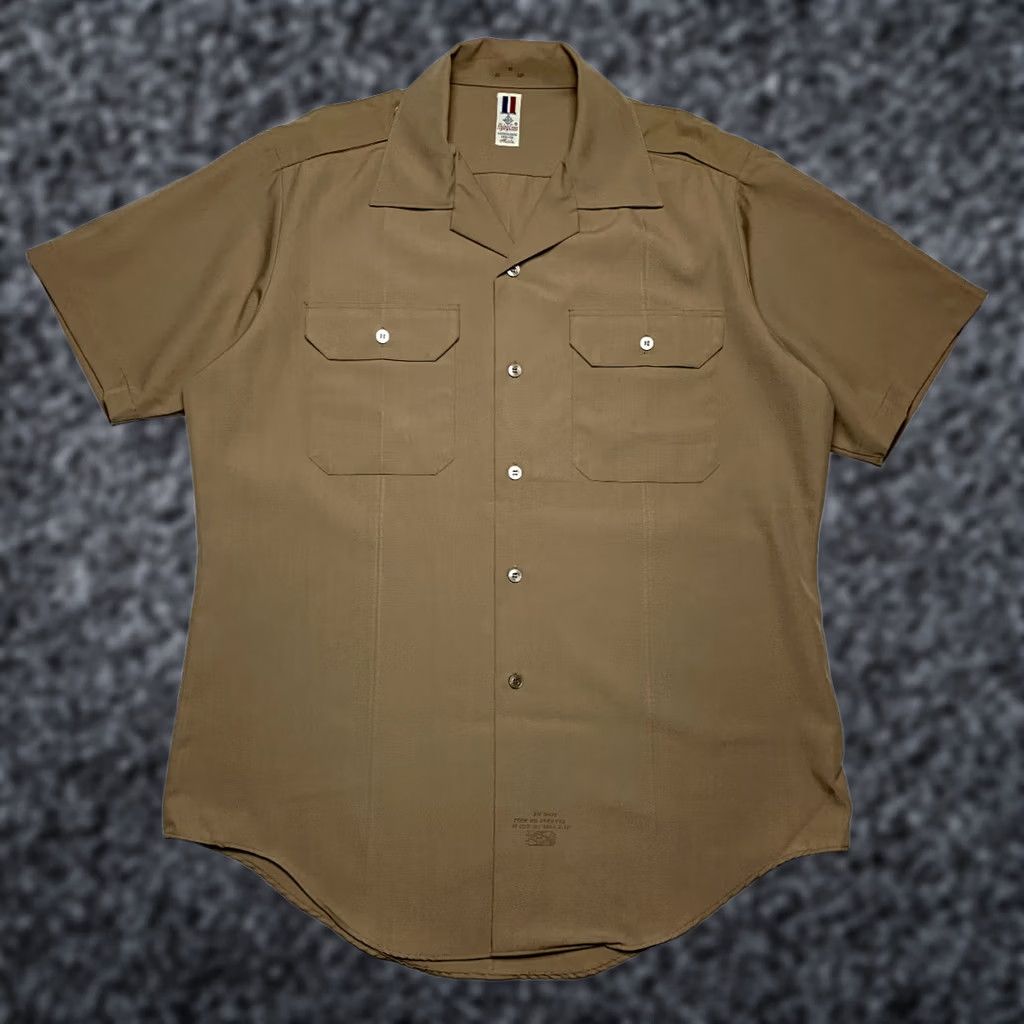 Vintage Flying Cross Uniform Short Sleeve Shirt Medium Green Military Shirt Small Profile Shirt Mens Medium Size US M / EU 48-50 / 2 - 1 Thumbnail