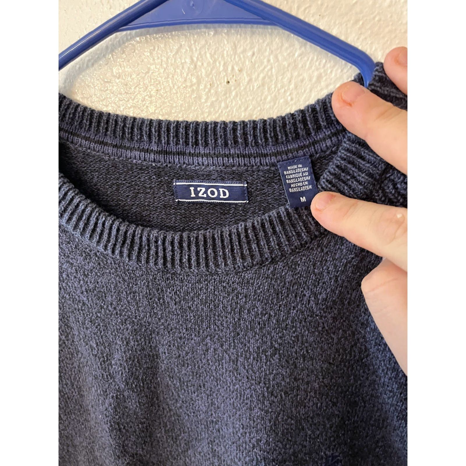Izod IZOD Sweater Shirt Men's Blue Knit Crew Neck Long Sleeve Size M Pullover Regular Cotton - 90s/Concert/Business Casual? Size US M / EU 48-50 / 2 - 2 Thumbnail