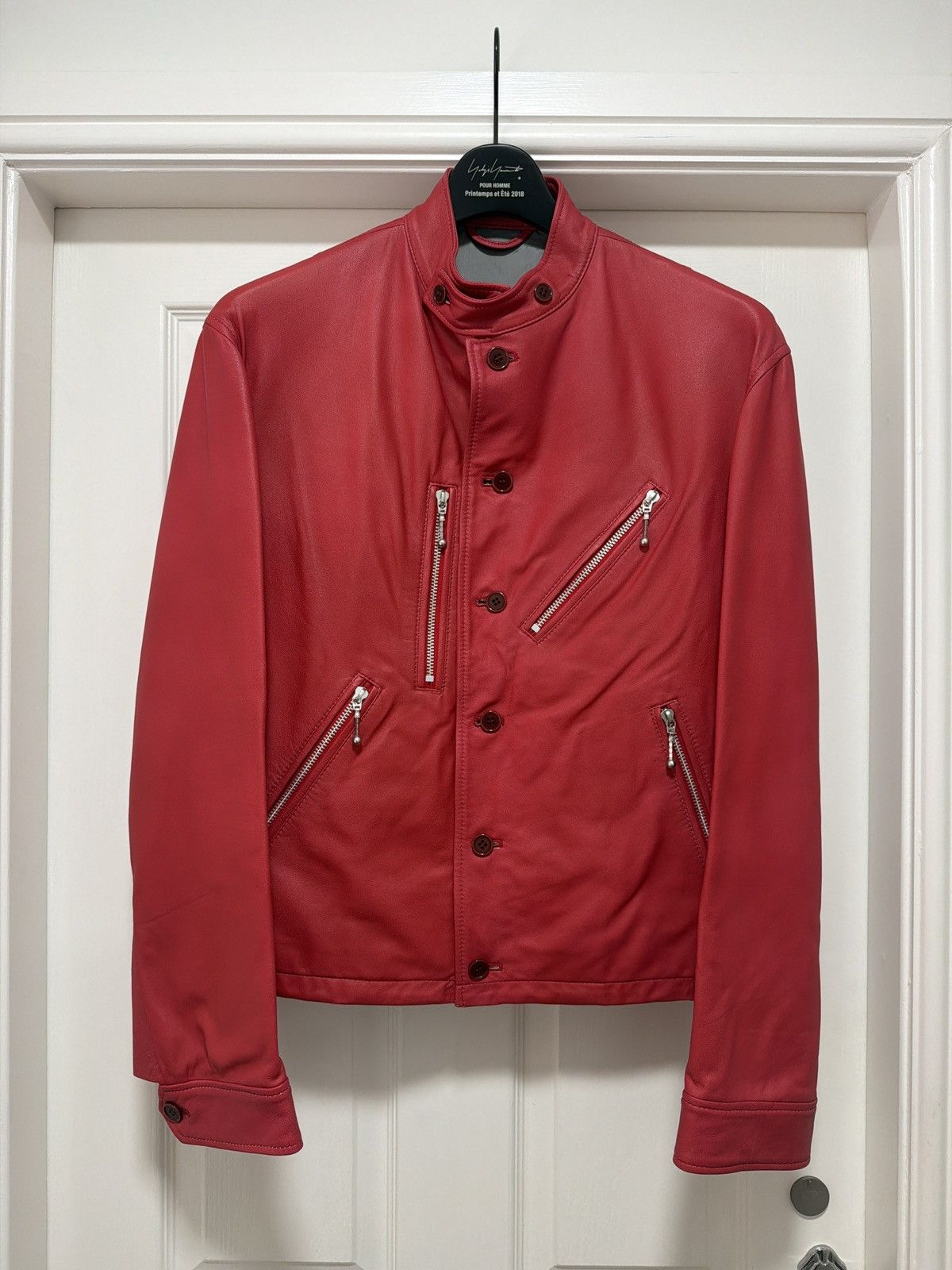 Yohji Yamamoto Yohji Yamamoto Red “Modern Girl” Back Printed Leather Jacket Size US S / EU 44-46 / 1 - 3 Thumbnail