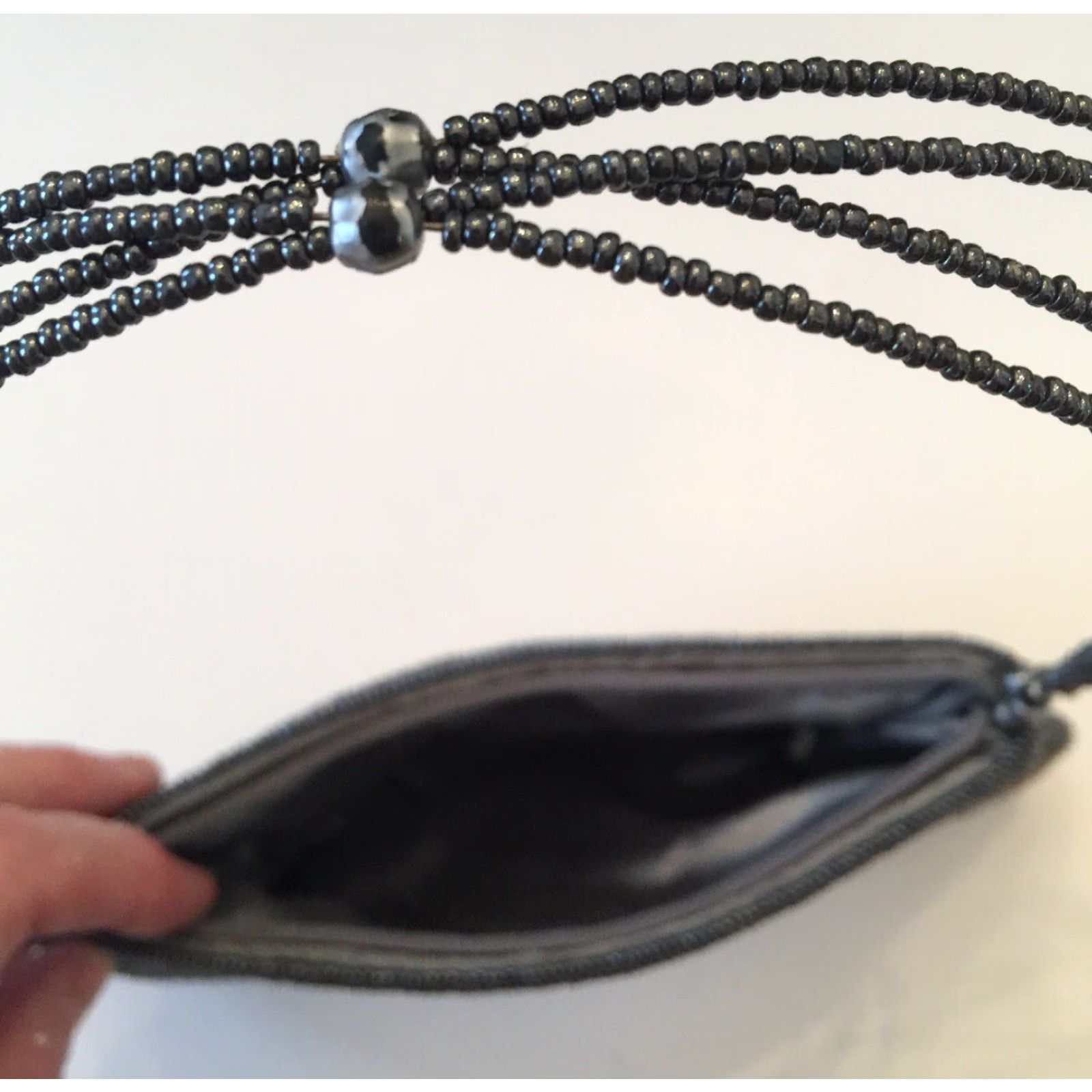 Vintage Sasha Beaded Pewter Metallic Evening Shoulderbag Small Zip Top Women Size S / US 4 / IT 40 - 3 Thumbnail