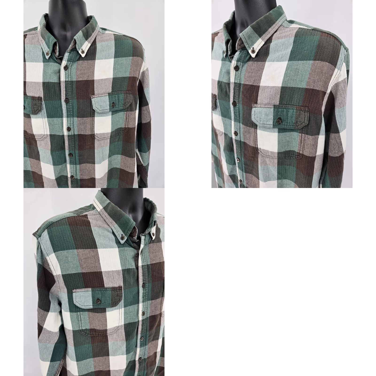 Faded Glory Faded Glory Button-Up Flannel Shirt XL Green Check Outdoor Long Sleeve Pocket Men Size US XL / EU 56 / 4 - 9 Thumbnail