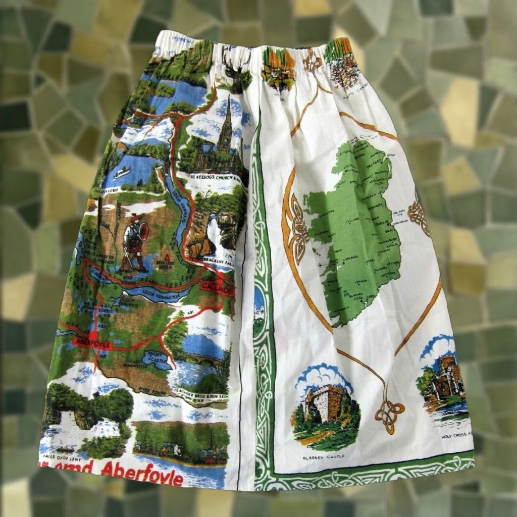 Vintage Or Clothing Cotton Green Blue Australia Lawn Bowling Midi Skirt Women Small Size 28" / US 6 / IT 42 - 1 Thumbnail