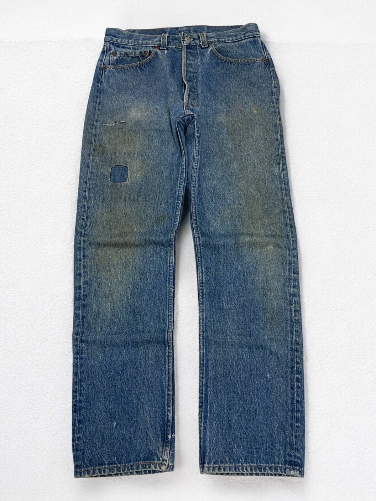 Levis 501 Vintage Muddy Patch Distressed Denim