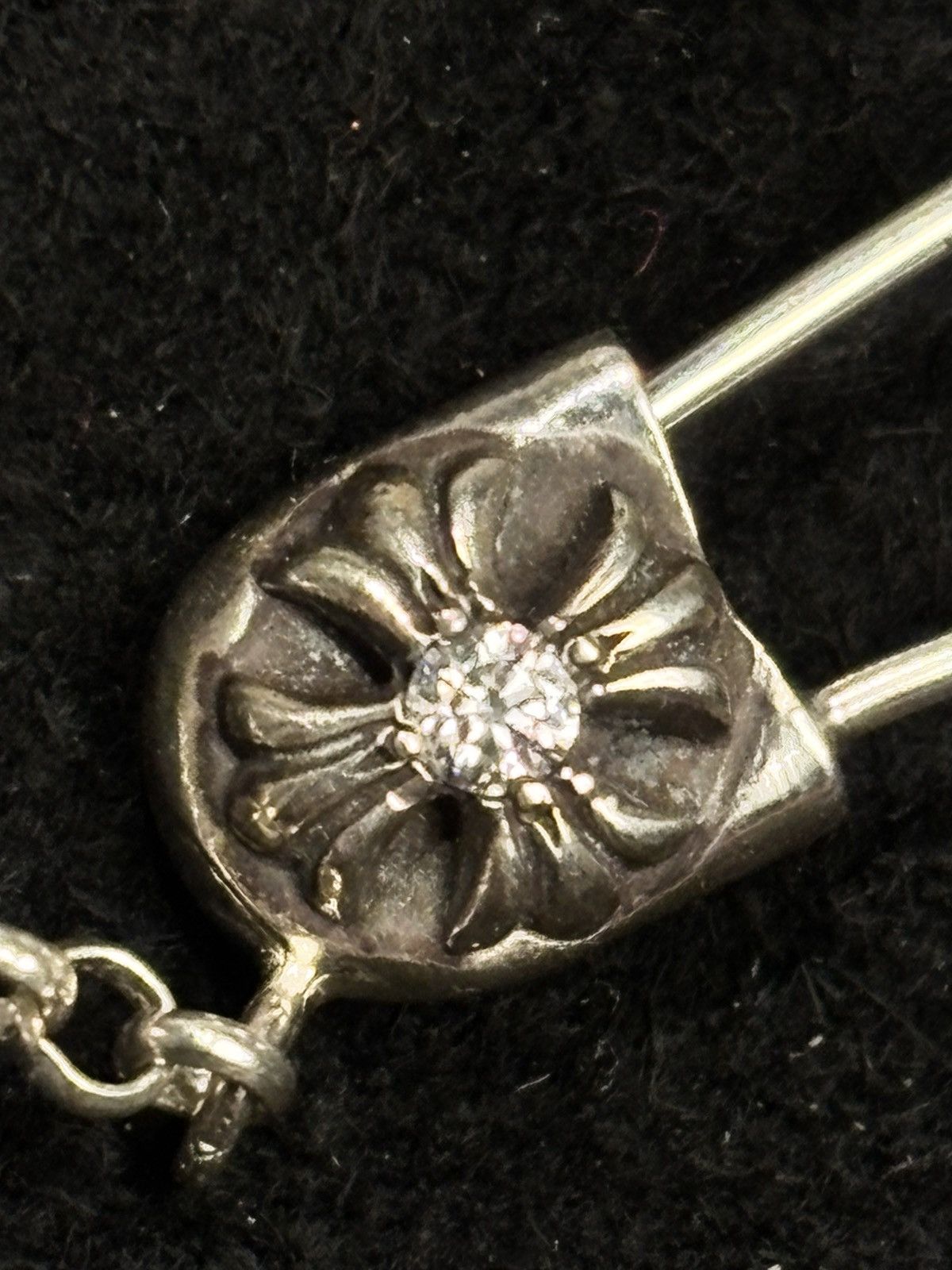 Chrome Hearts Diamond Safety Pin Necklace